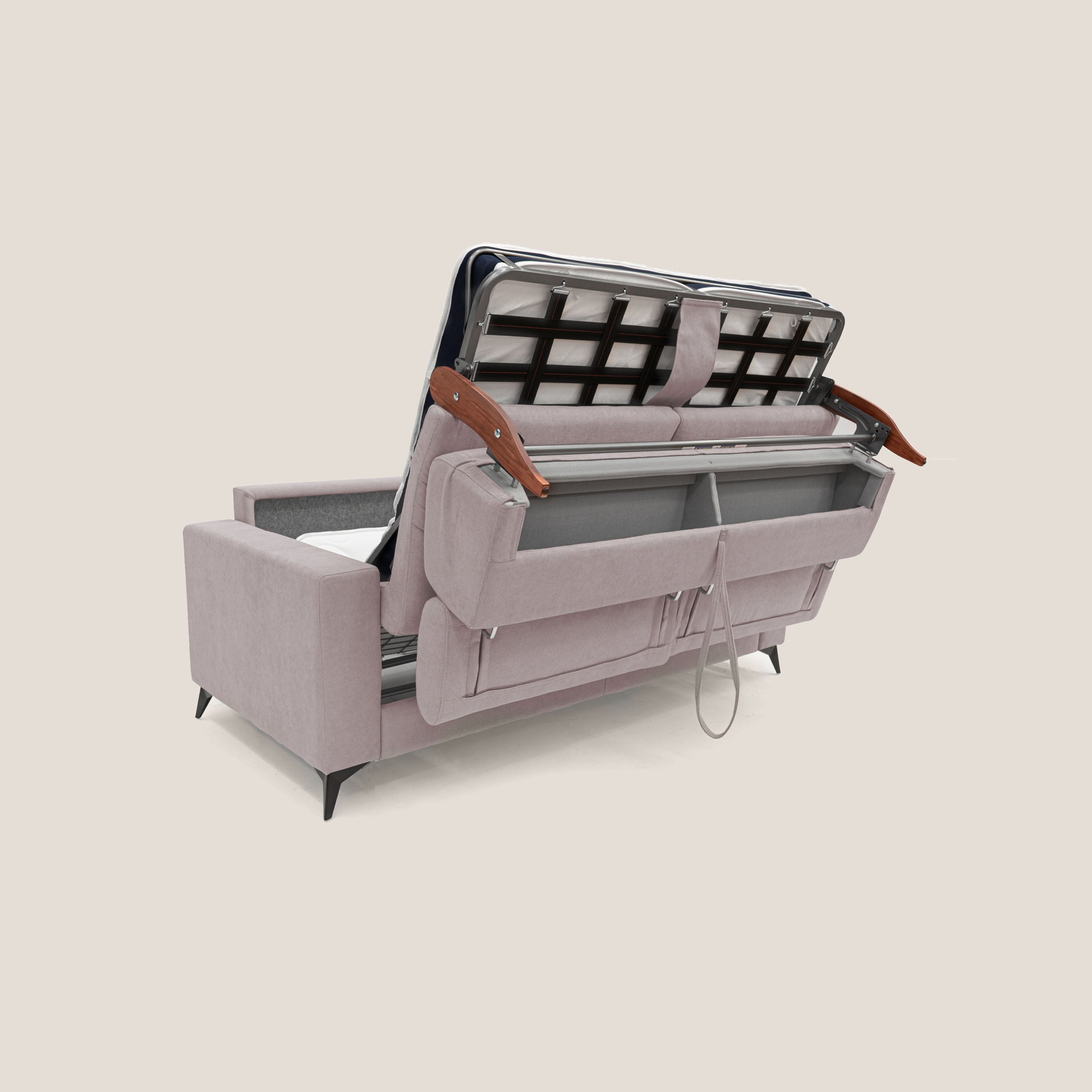 Pegaso divano letto con poggiatesta reclinabili e rivestimento T02 rosa - divani.store
