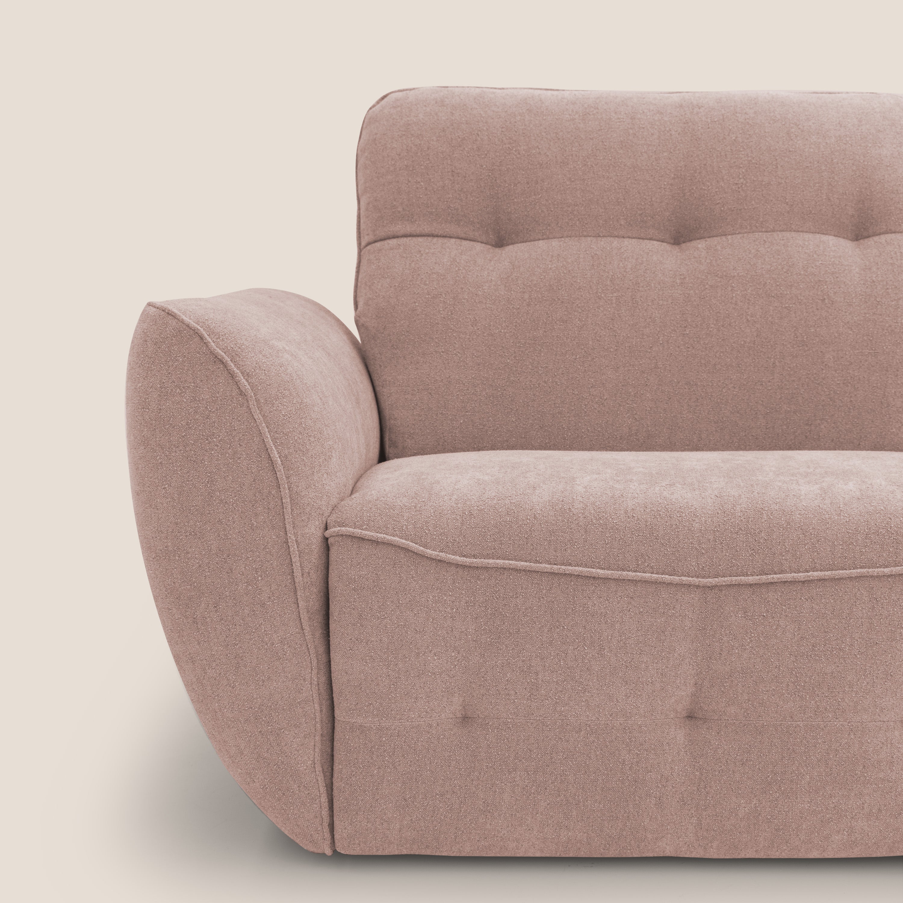Cerbero divano 2 e 3 posti in morbido bouclé impermeabile T07 rosa - divani.store