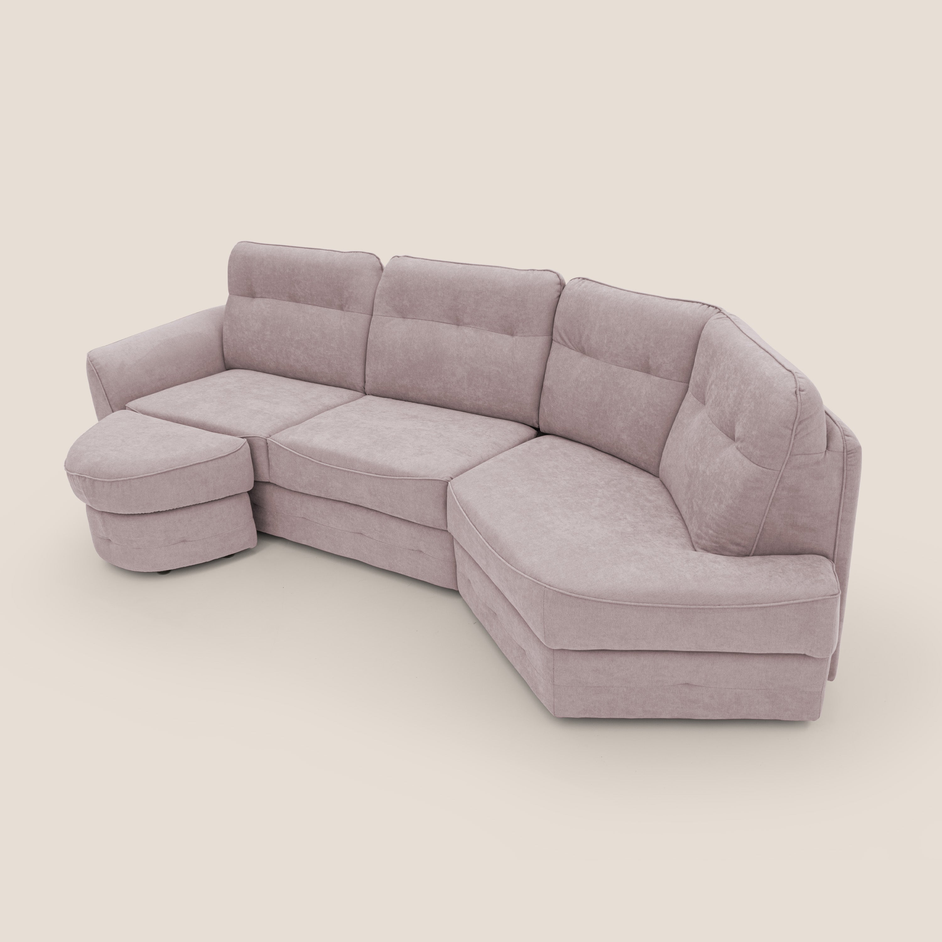Zeus divano letto angolare con materasso H18 cm pouf mobile in tessuto impermeabile T02 - divani.store