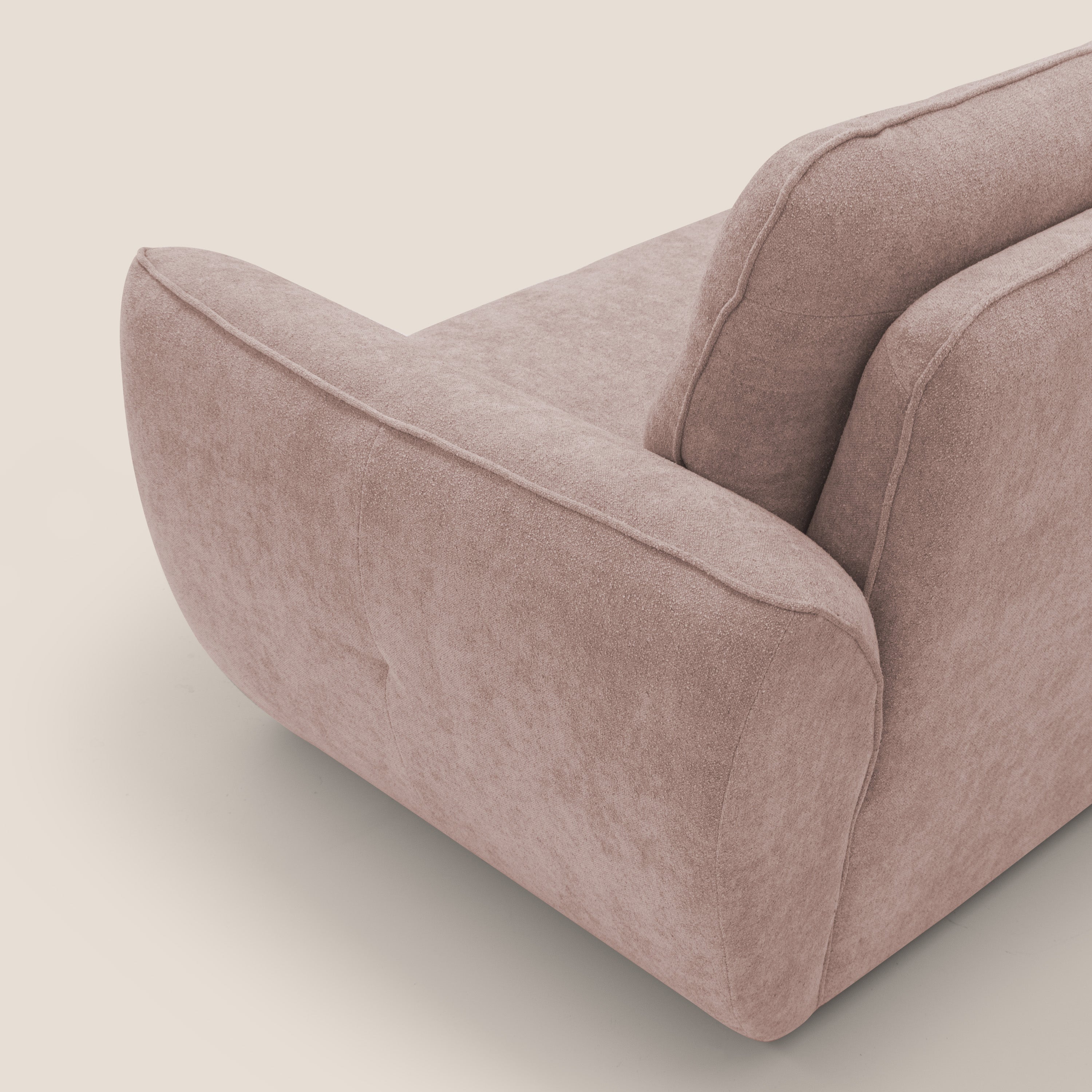 Cerbero divano 2 e 3 posti in morbido bouclé impermeabile T07 rosa - divani.store