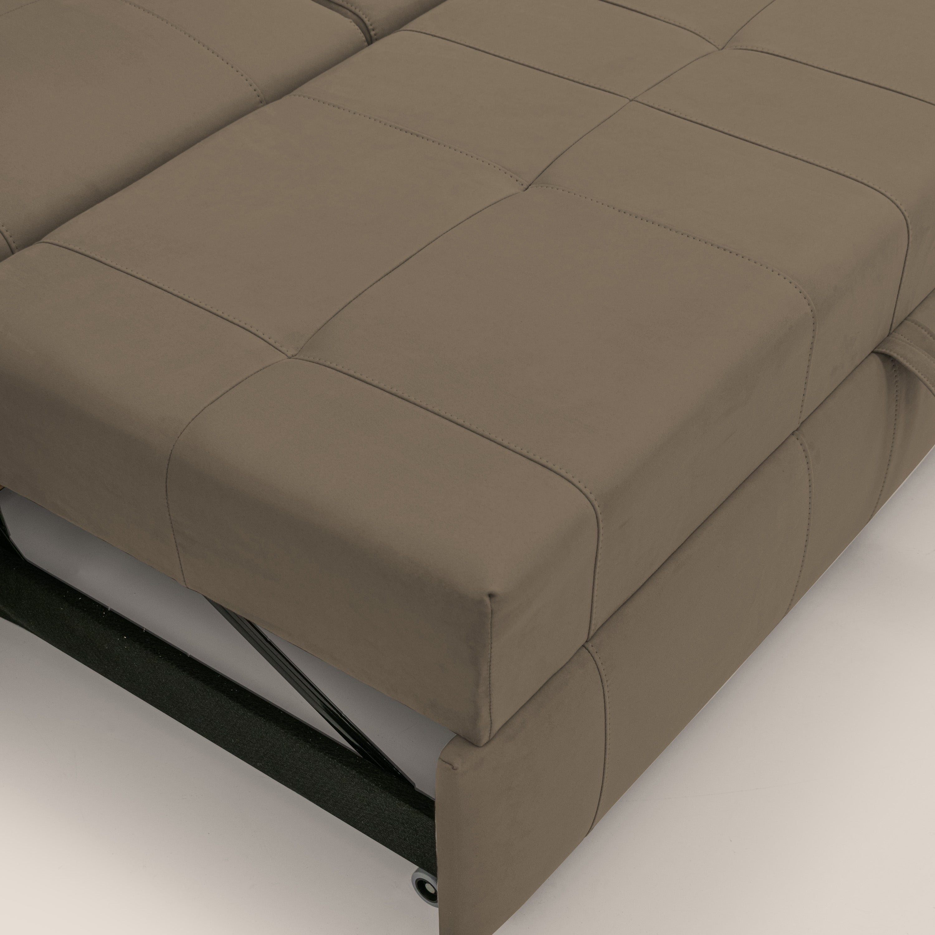 Kronos Divano angolare con pouf estraibile e penisola contenitore in microfibra impermeabile T11 marrone - divani.store