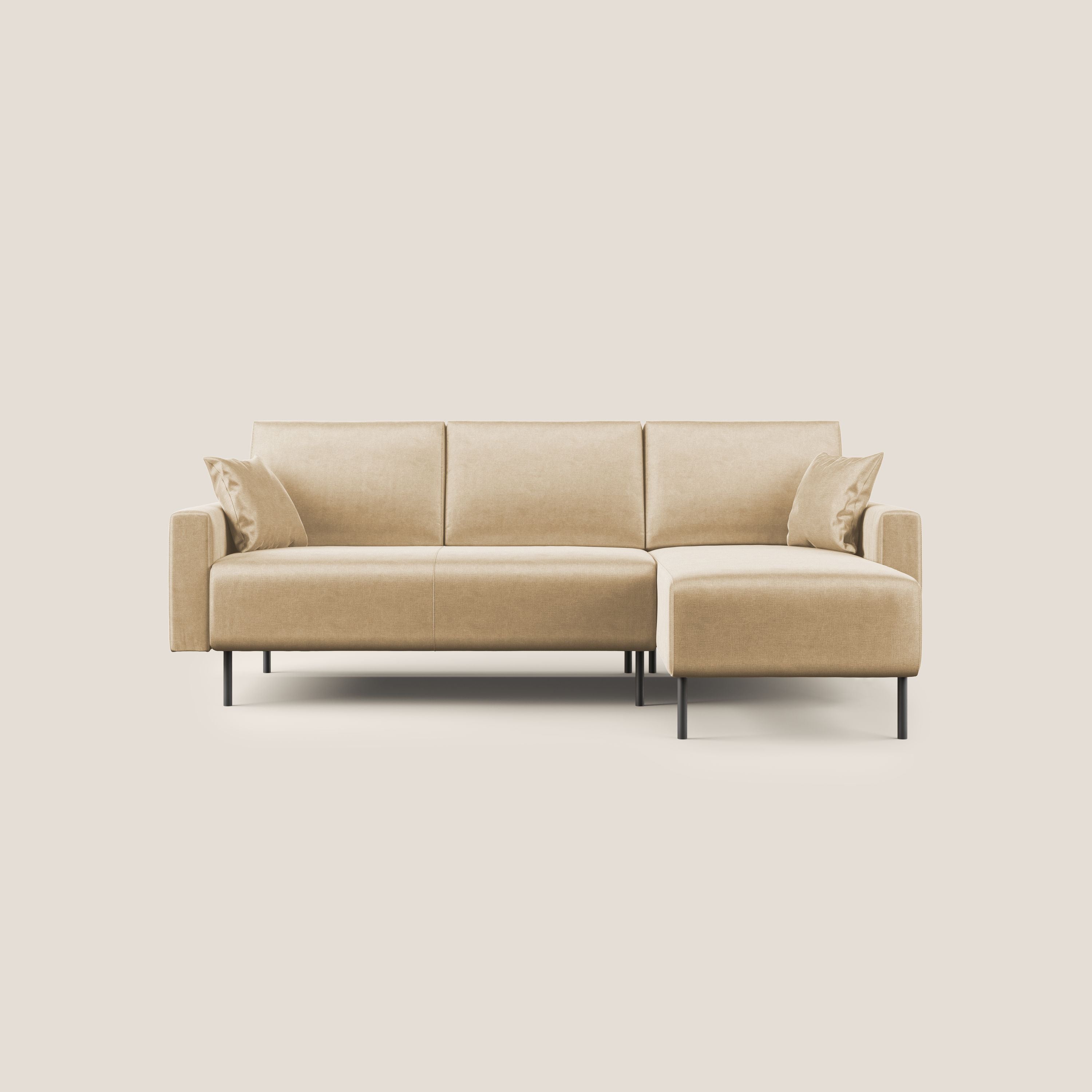 Arthur divano moderno angolare in velluto morbido impermeabile T01 beige - divani.store