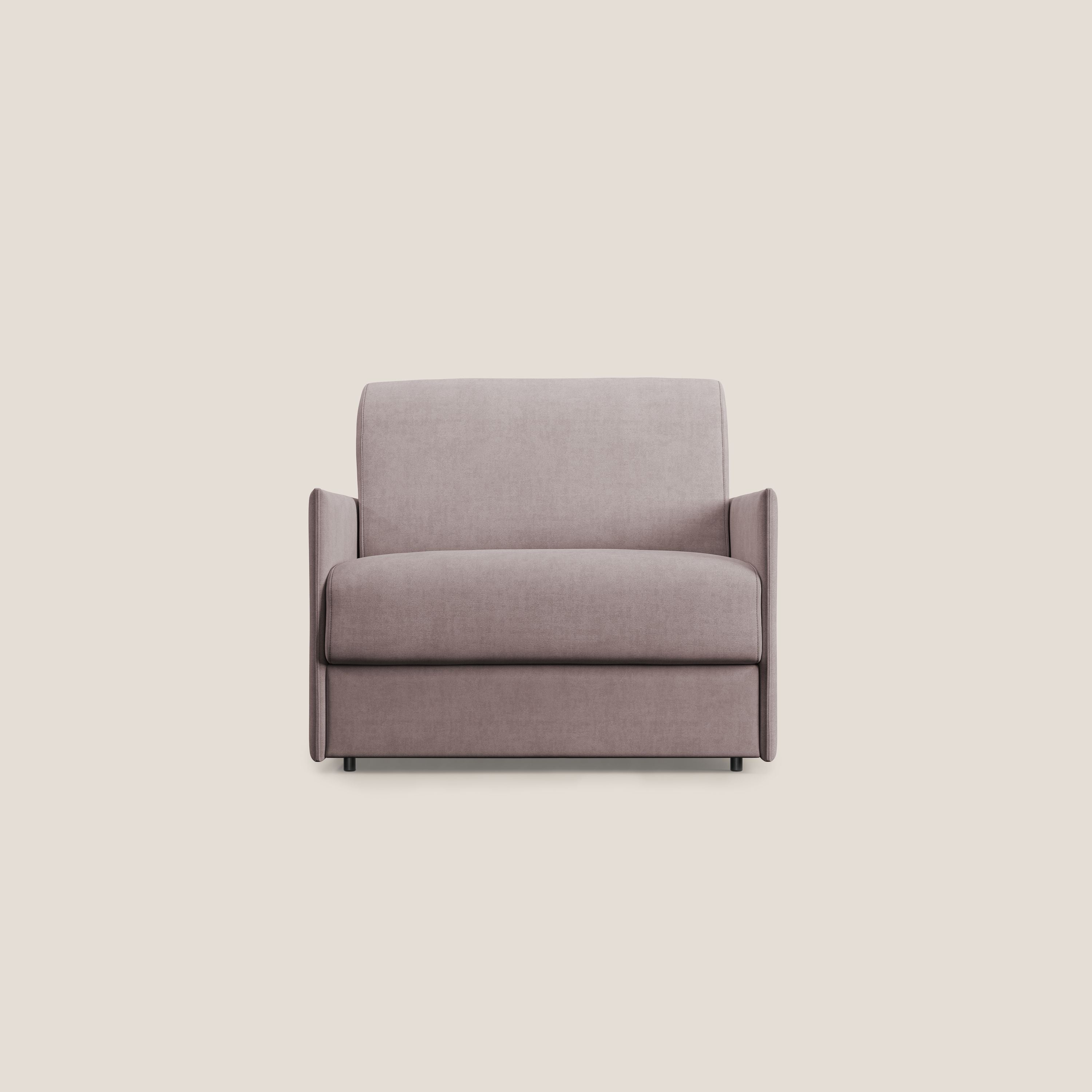 Evans poltrona letto in morbido tessuto impermeabile T02 rosa - divani.store