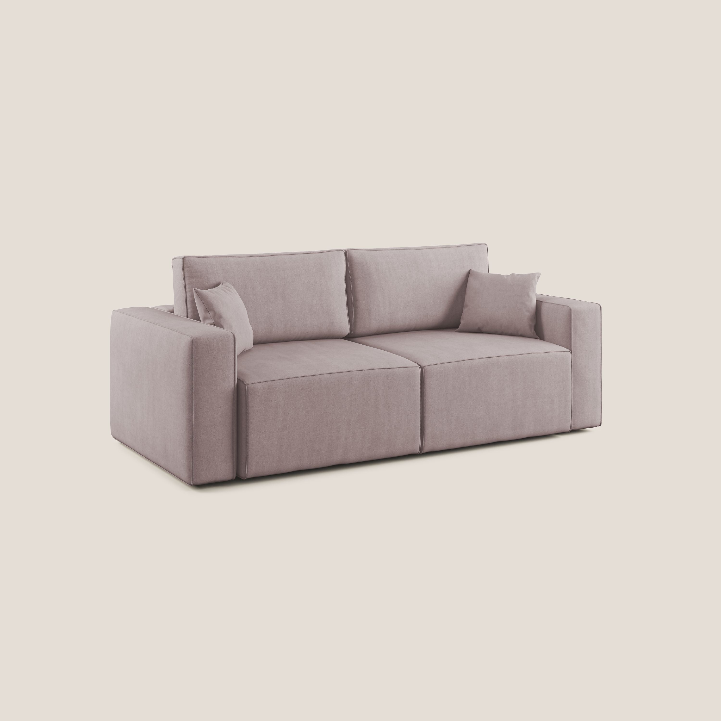 Morfeo divano con sedute estraibili in morbido tessuto impermeabile T02 rosa - divani.store