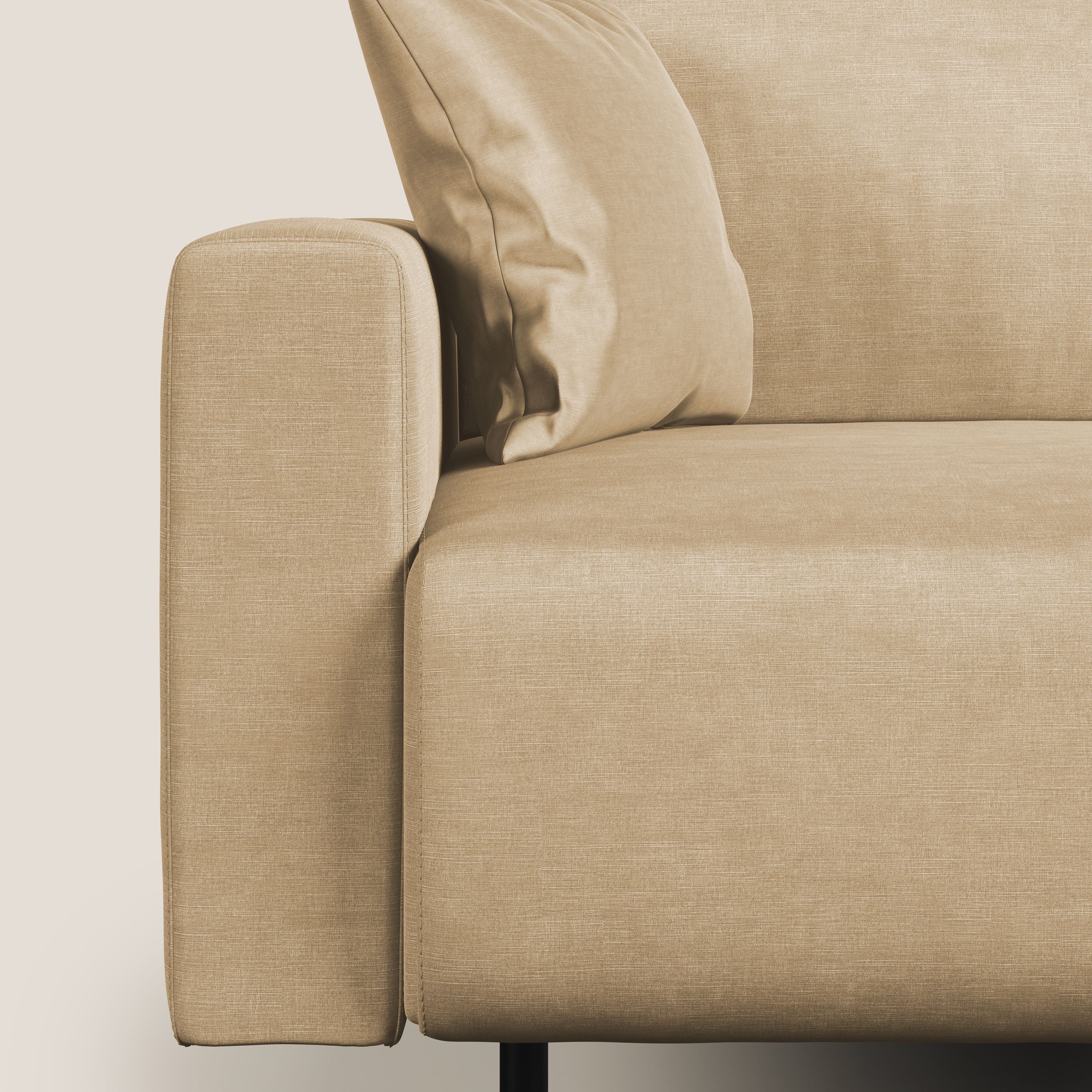Arthur divano moderno angolare in velluto morbido impermeabile T01 beige - divani.store