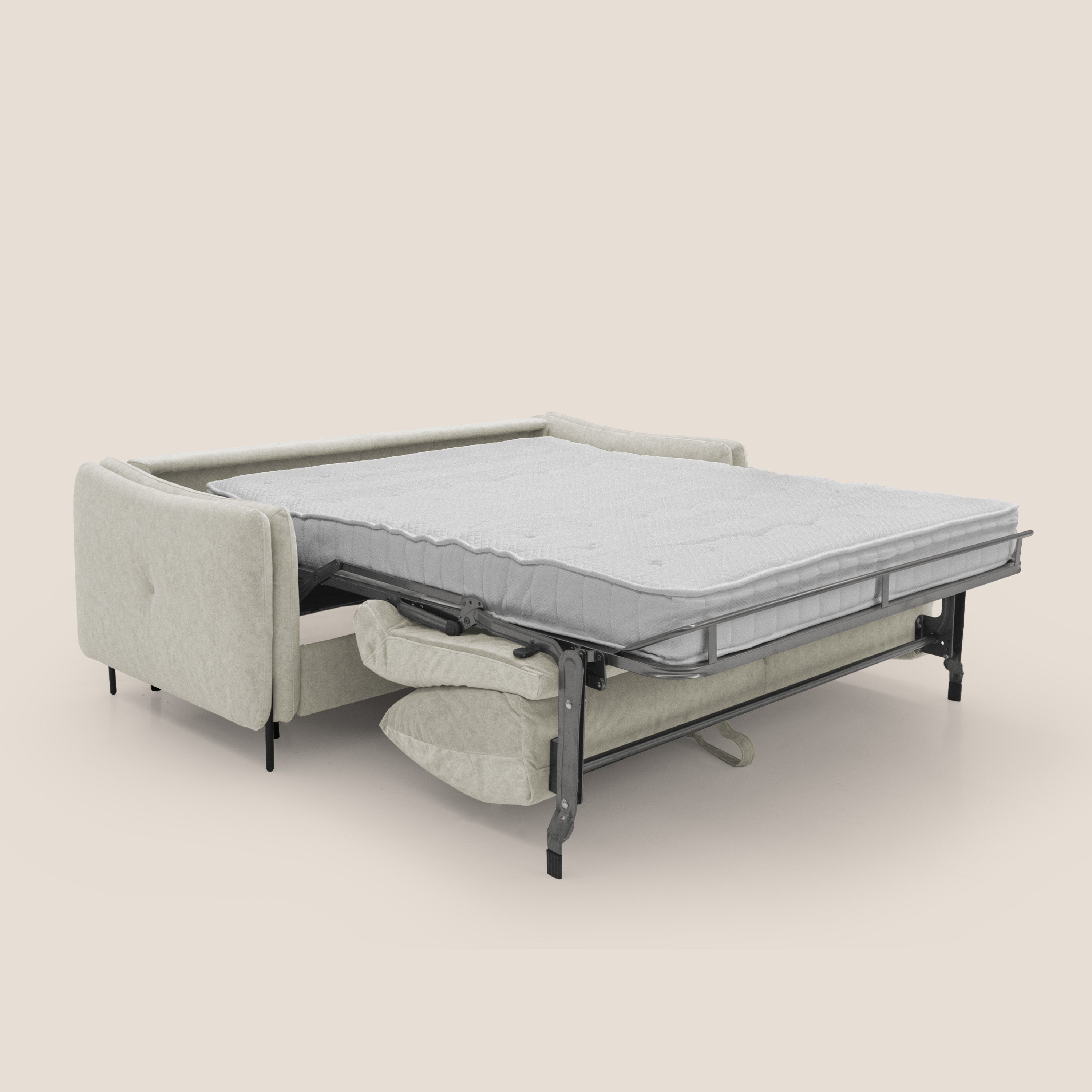 Gregory Divano letto con materasso h18 cm in microfibra effetto velluto impermeabile T09 panna - divani.store