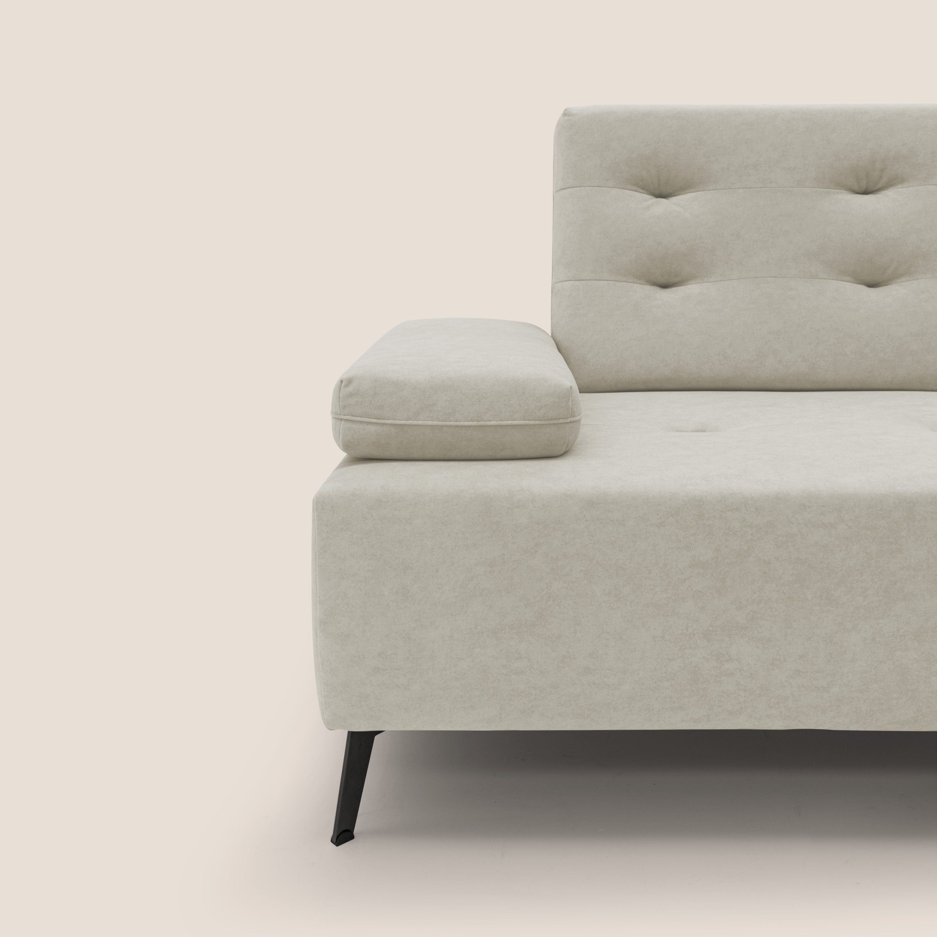 Lugano Divano angolare con schienali traslanti in microfibra effetto velluto T09 panna - divani.store