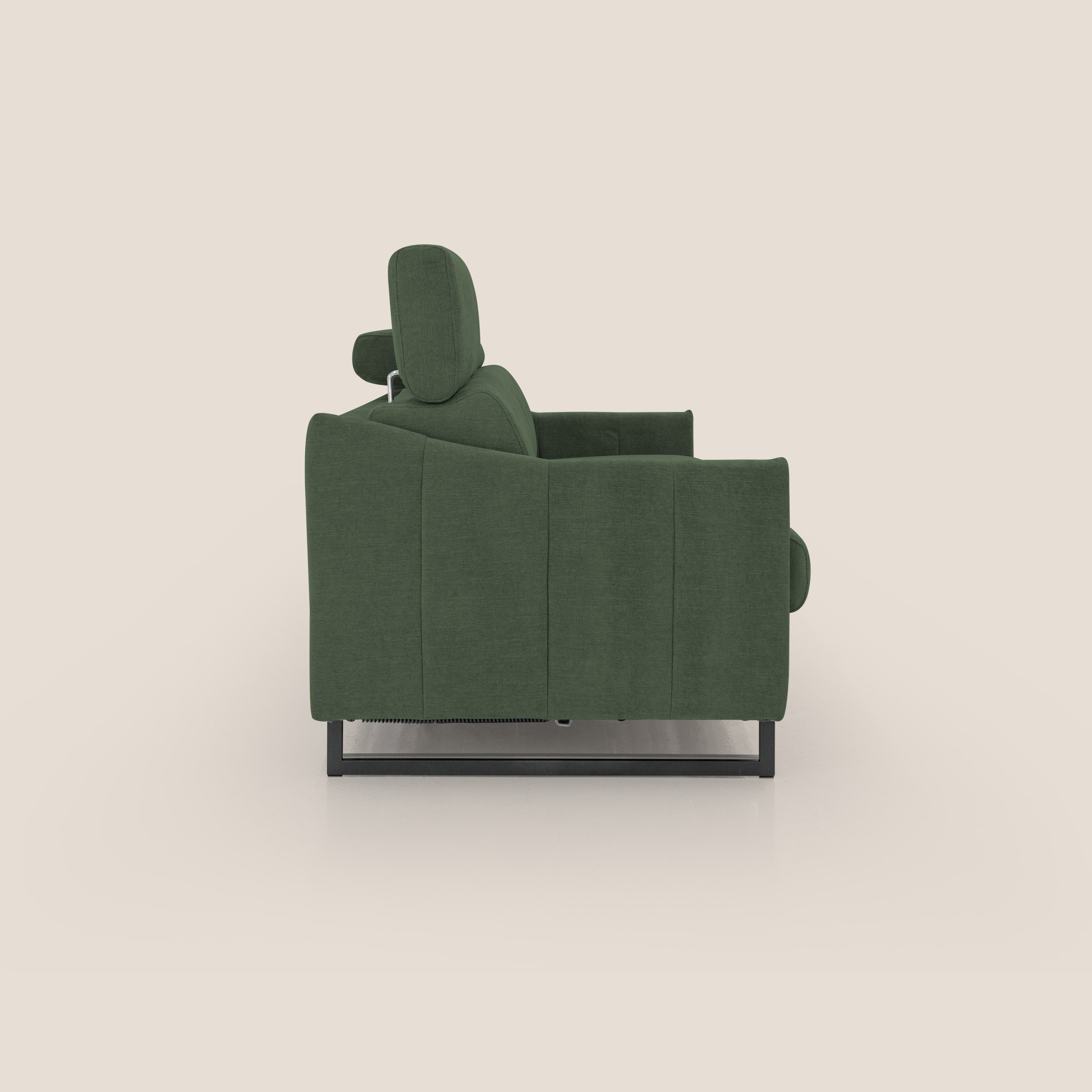 Loto divano letto salvaspazio materasso H18 cm con piedi alti in morbido tessuto impermeabile T14 verde - divani.store