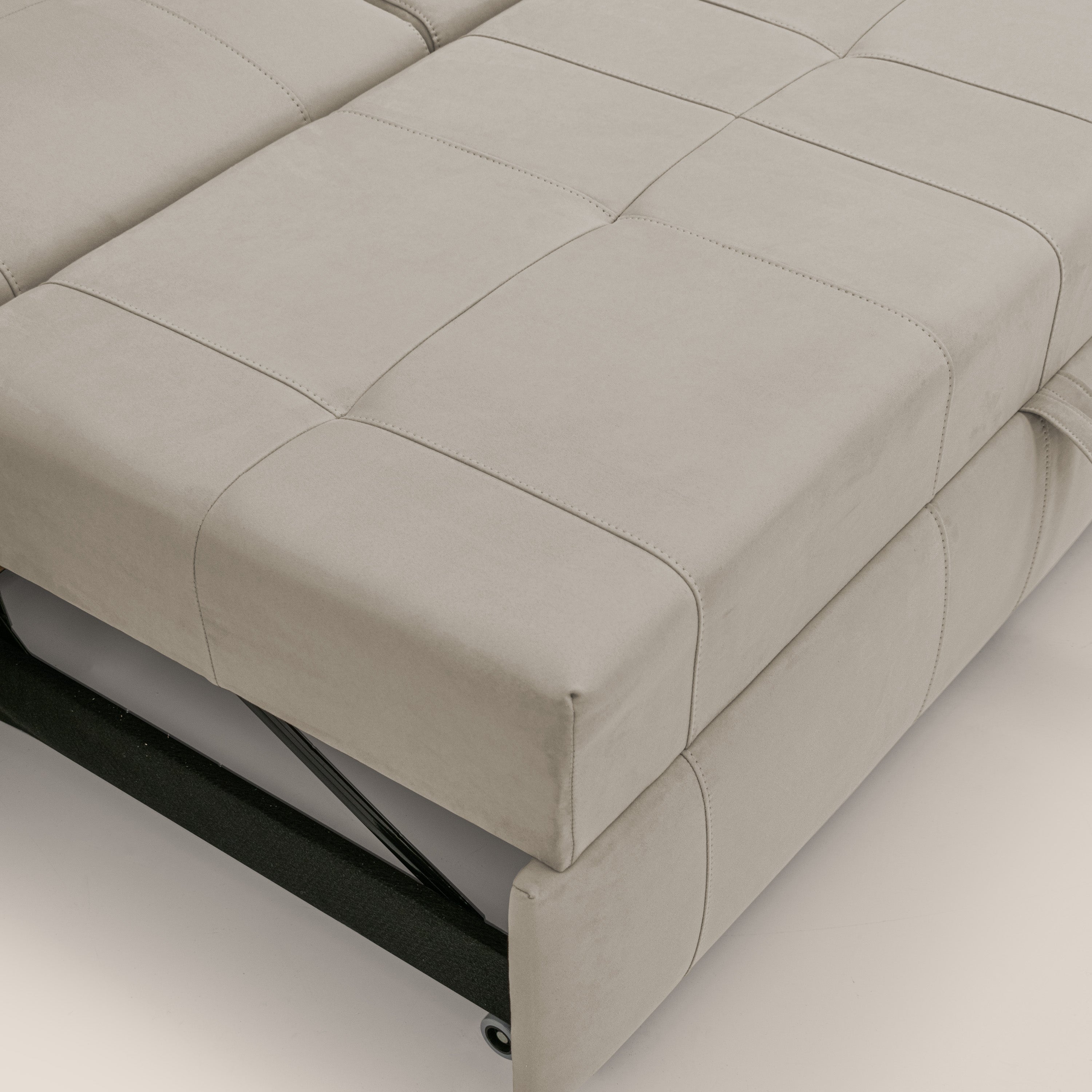 Kronos Divano angolare con pouf estraibile e penisola contenitore in microfibra impermeabile T11 tortora - divani.store