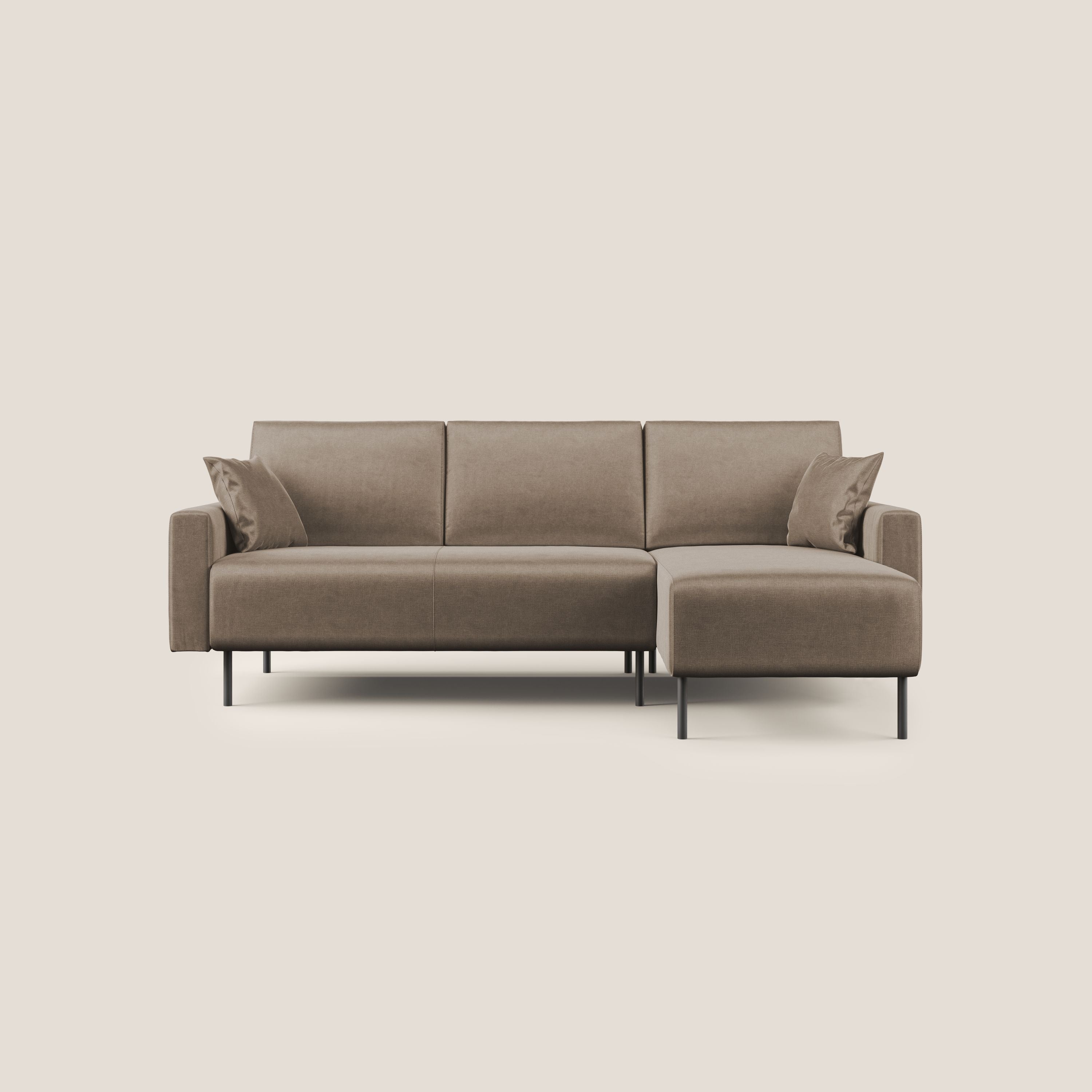 Arthur divano moderno angolare in velluto morbido impermeabile T01 marrone - divani.store