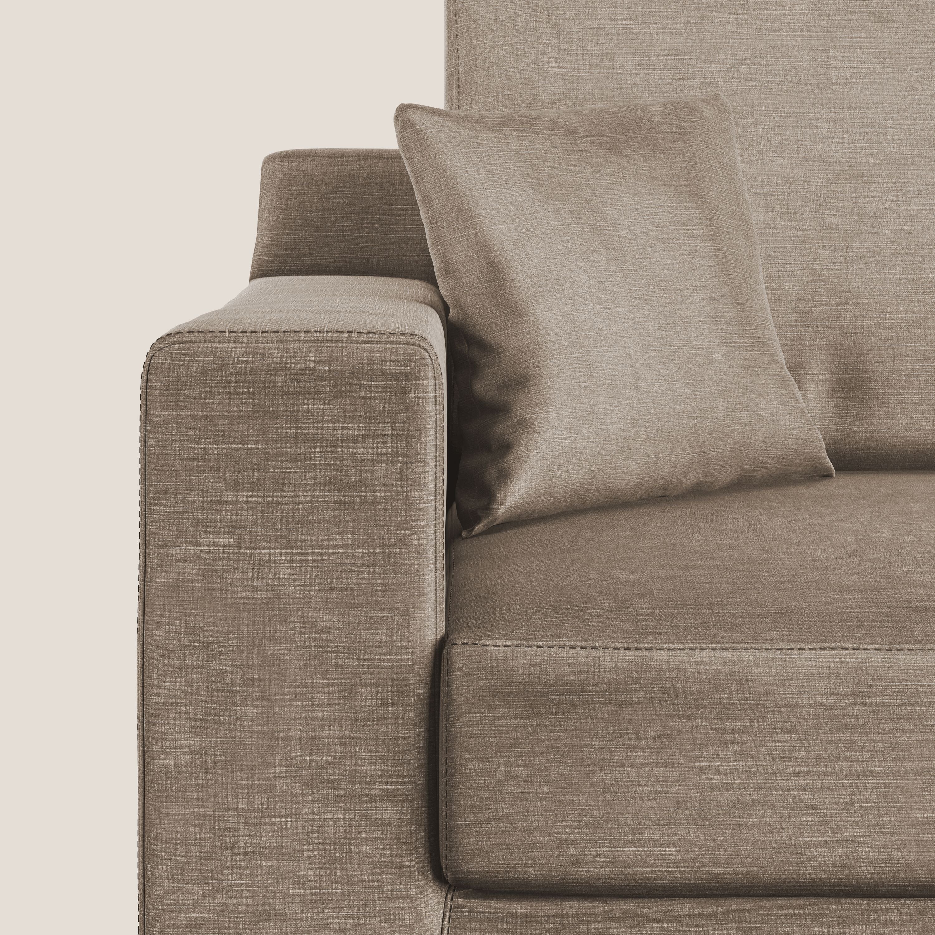 Michael divano moderno angolare con penisola in morbido velluto impermeabile T01 marrone - divani.store