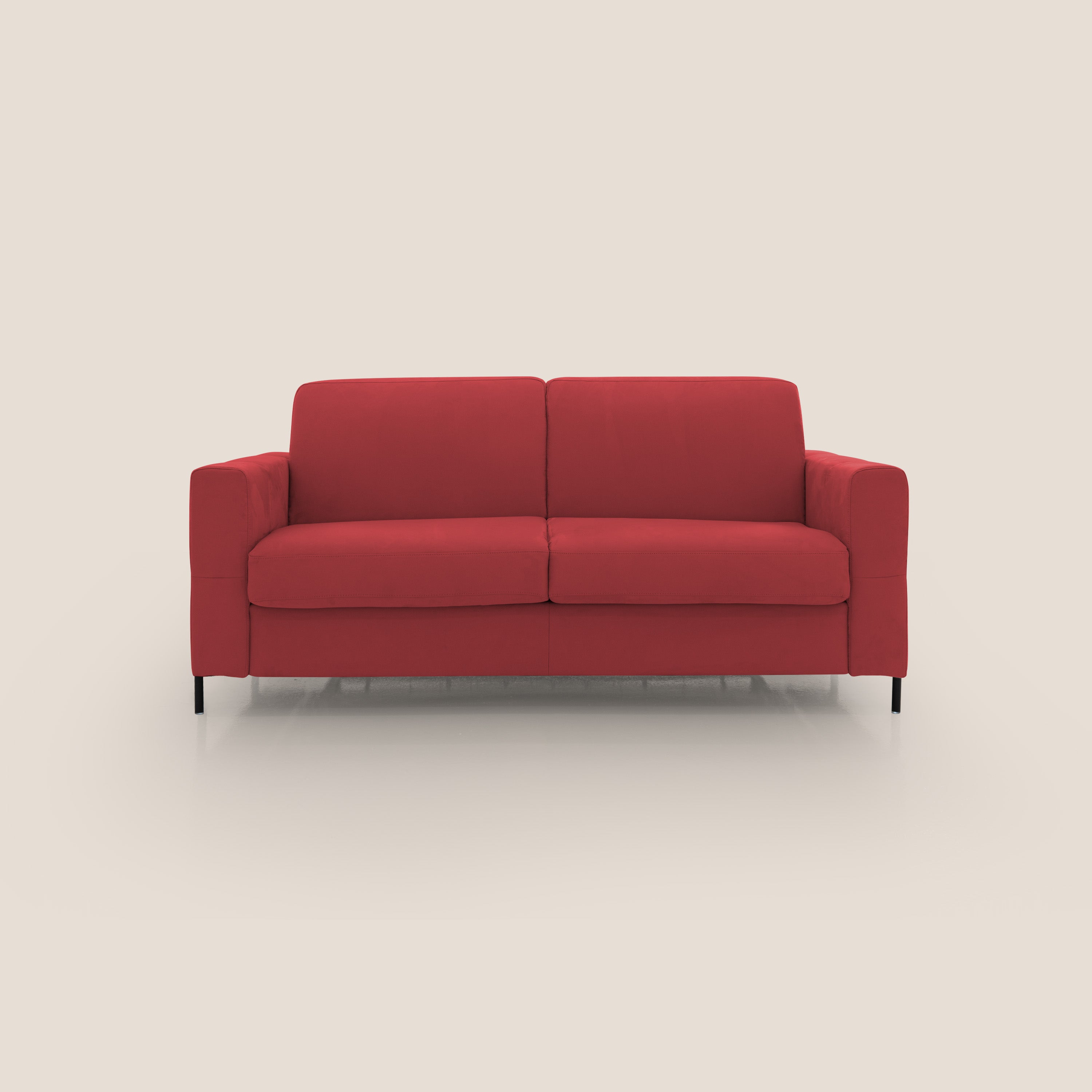 Ortensia divano letto materasso H18 cm con piedi alti in elegante microfibra smacchiabile T11 rosso - divani.store