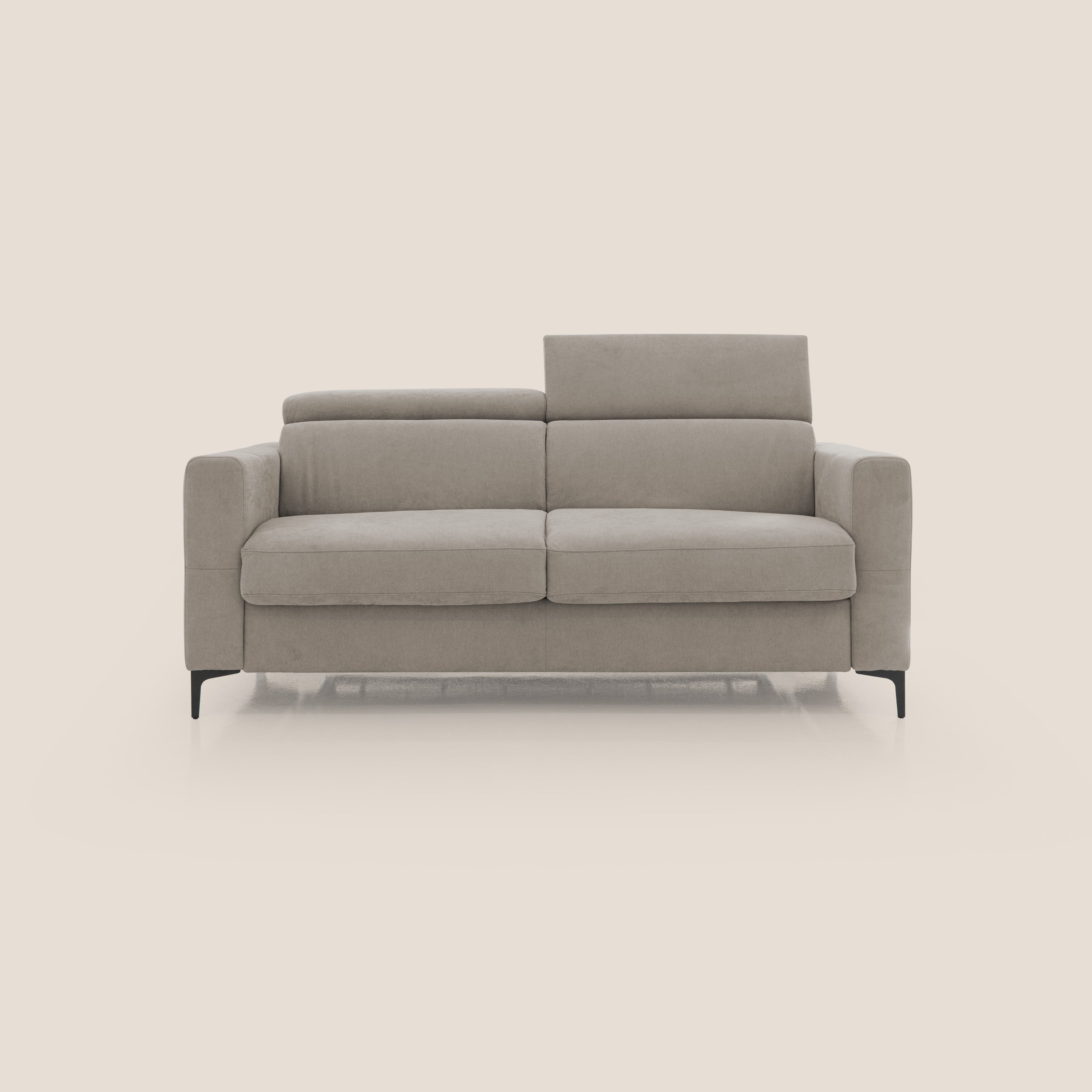 Gardenia divano letto materasso alto 18 cm con poggiatesta reclinabili e rivestimento impermeabile T02 beige - divani.store