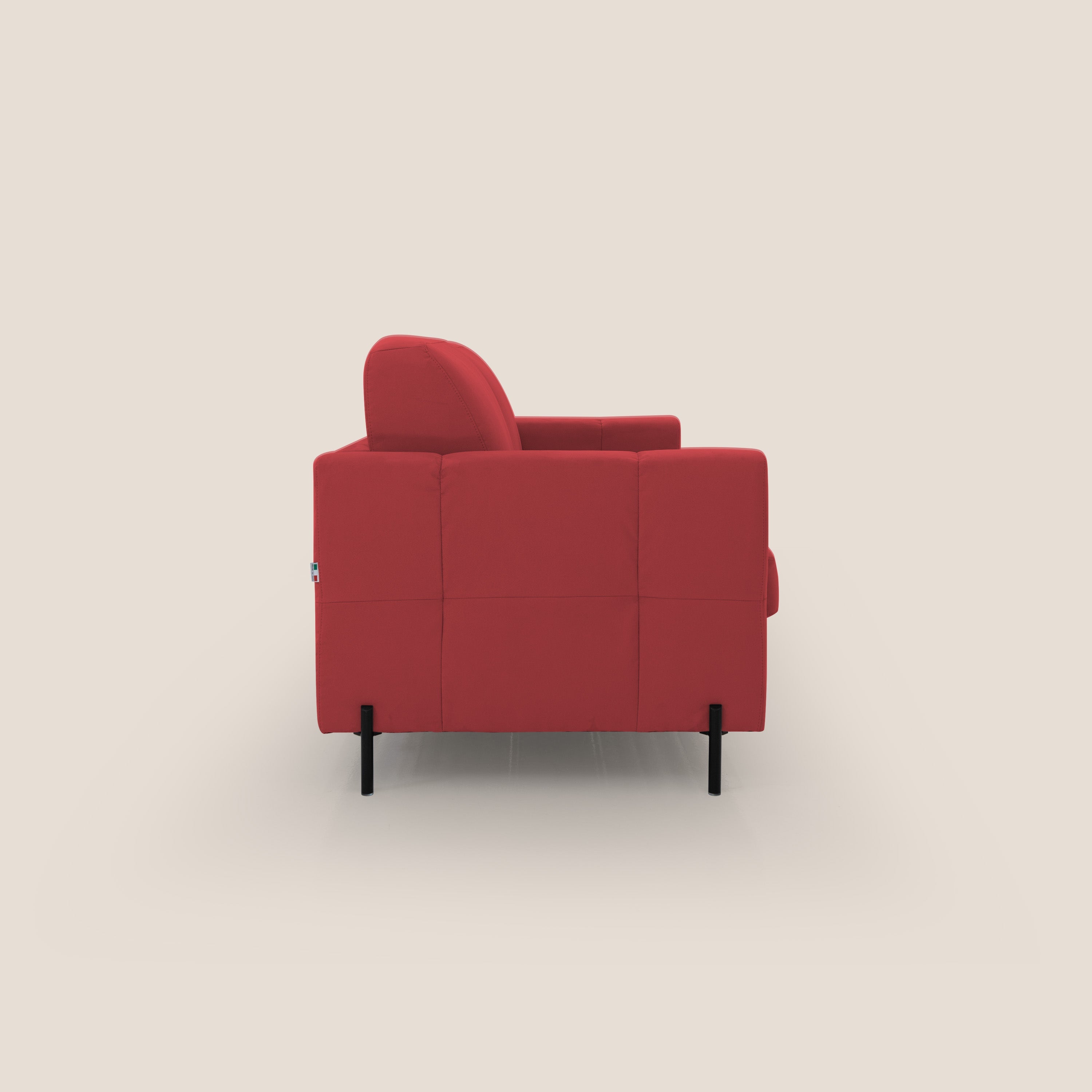 Ortensia divano letto materasso H18 cm con piedi alti in elegante microfibra smacchiabile T11 rosso - divani.store
