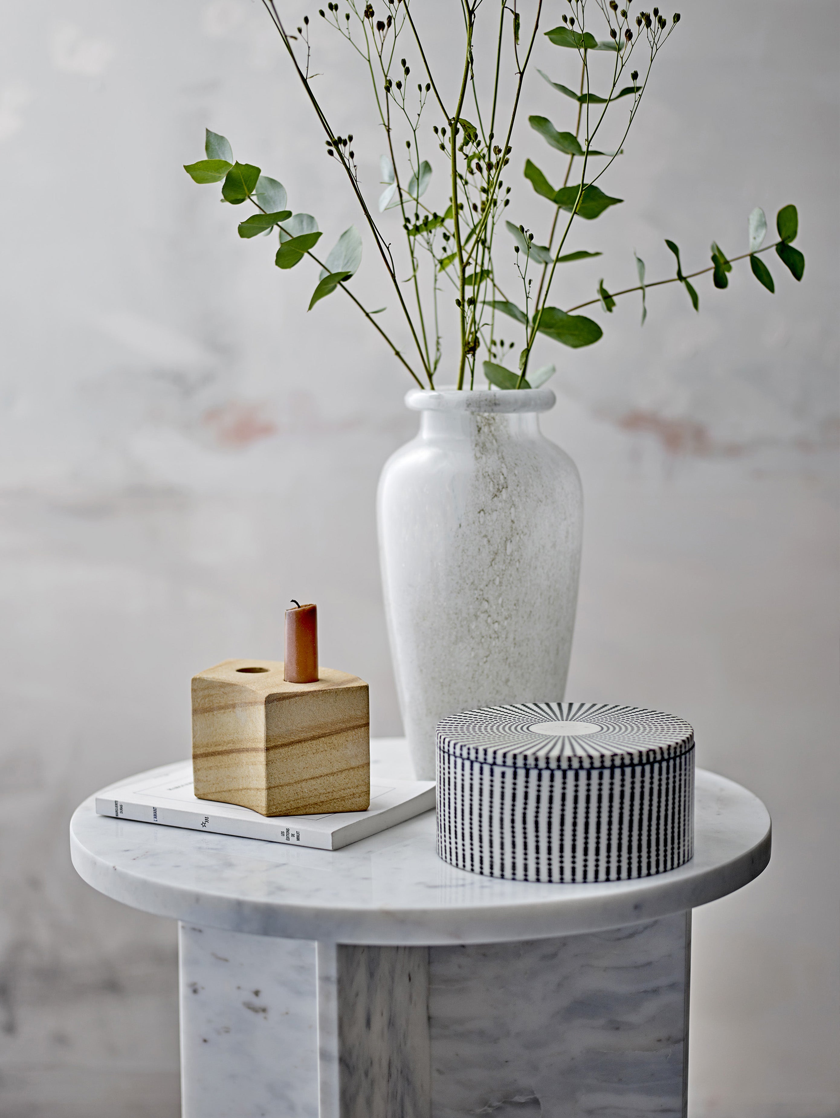Jasmia tavolino tondo in marmo bianco - divani.store