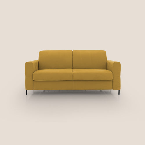 Ortensia divano letto materasso H18 cm con piedi alti in elegante microfibra smacchiabile T11 giallo - divani.store