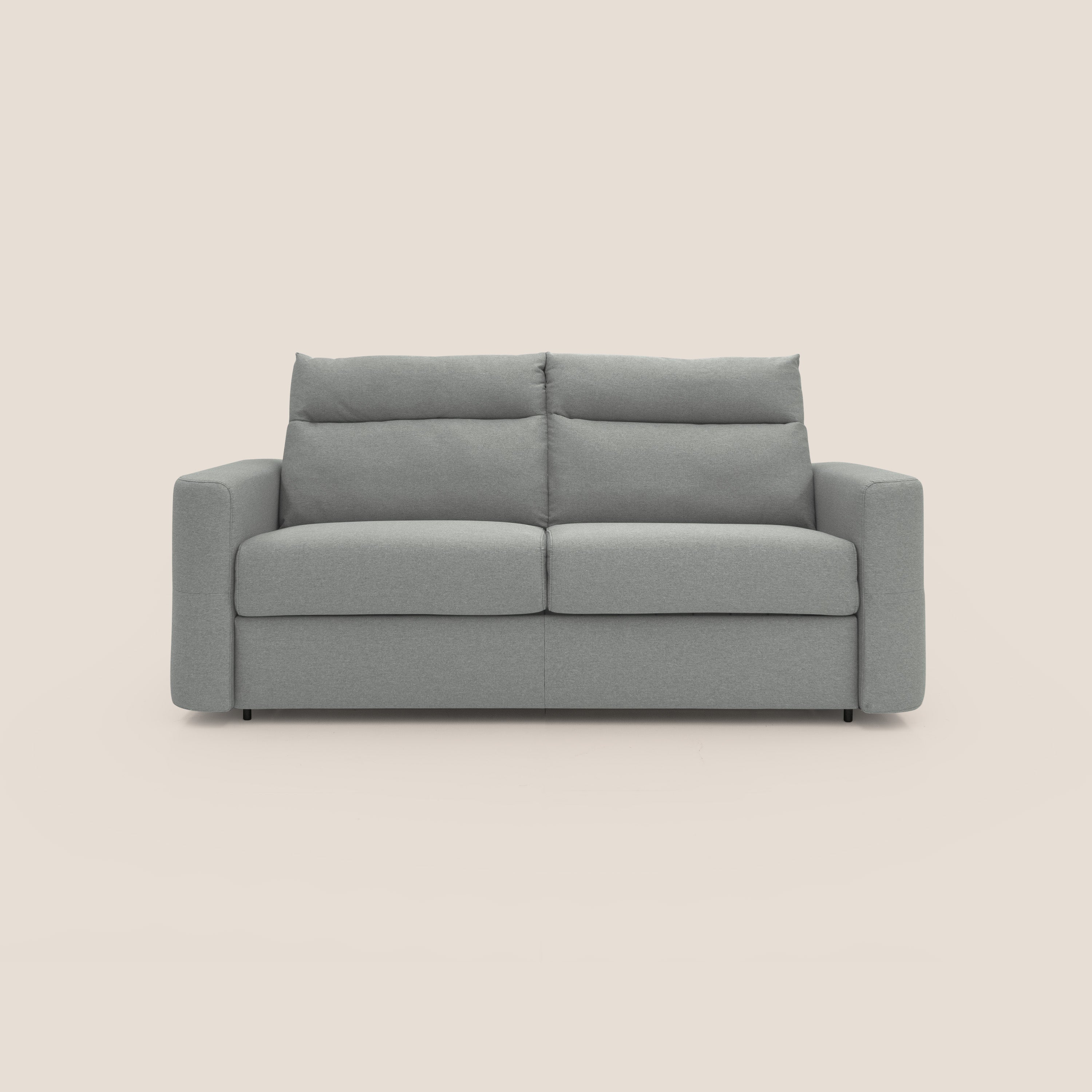 Cupido Divano letto materasso H18 cm e schienale alto in tessuto impermeabile simil cotone T13 grigio - divani.store