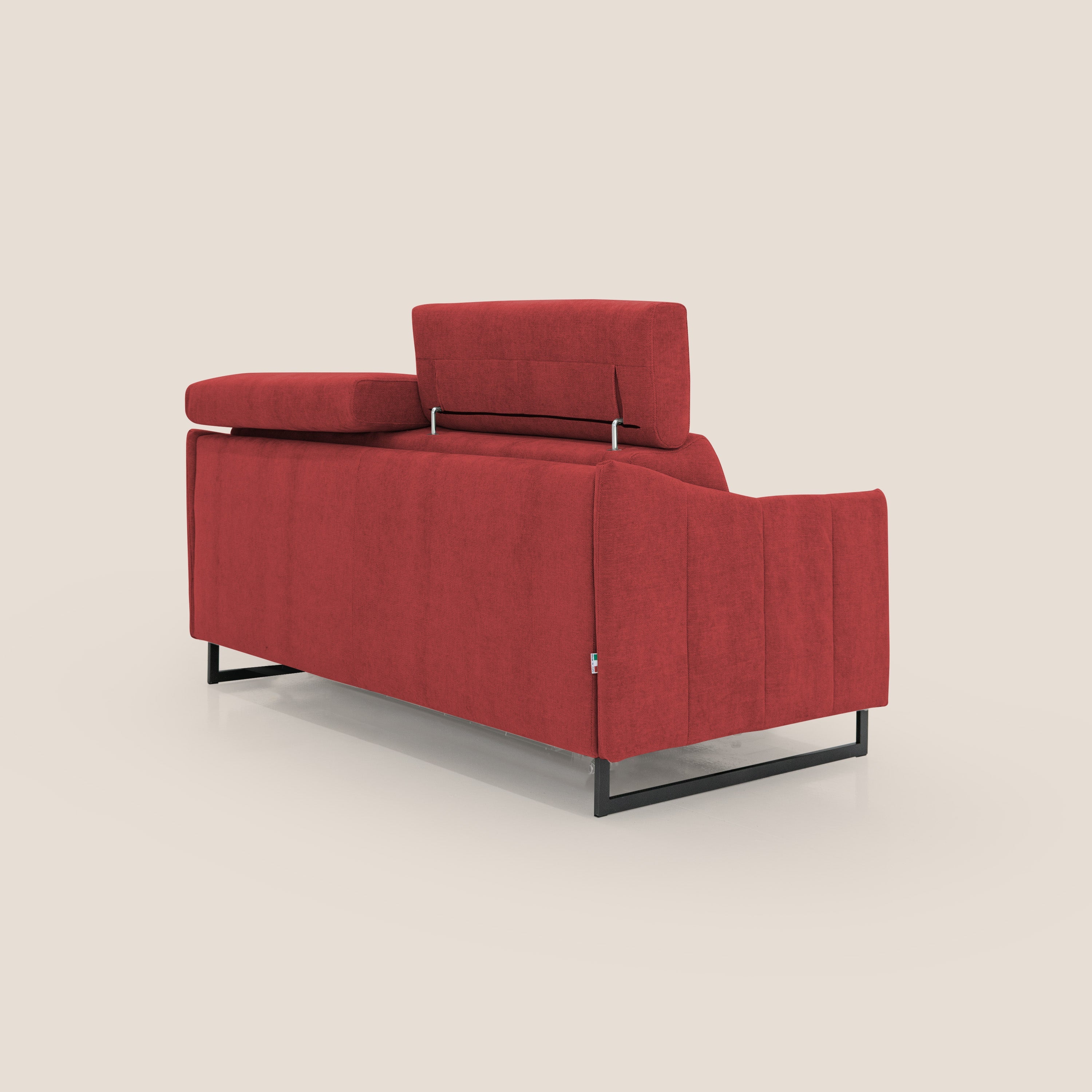 Loto divano letto salvaspazio materasso H18 cm con piedi alti in morbido tessuto impermeabile T14 rosso - divani.store