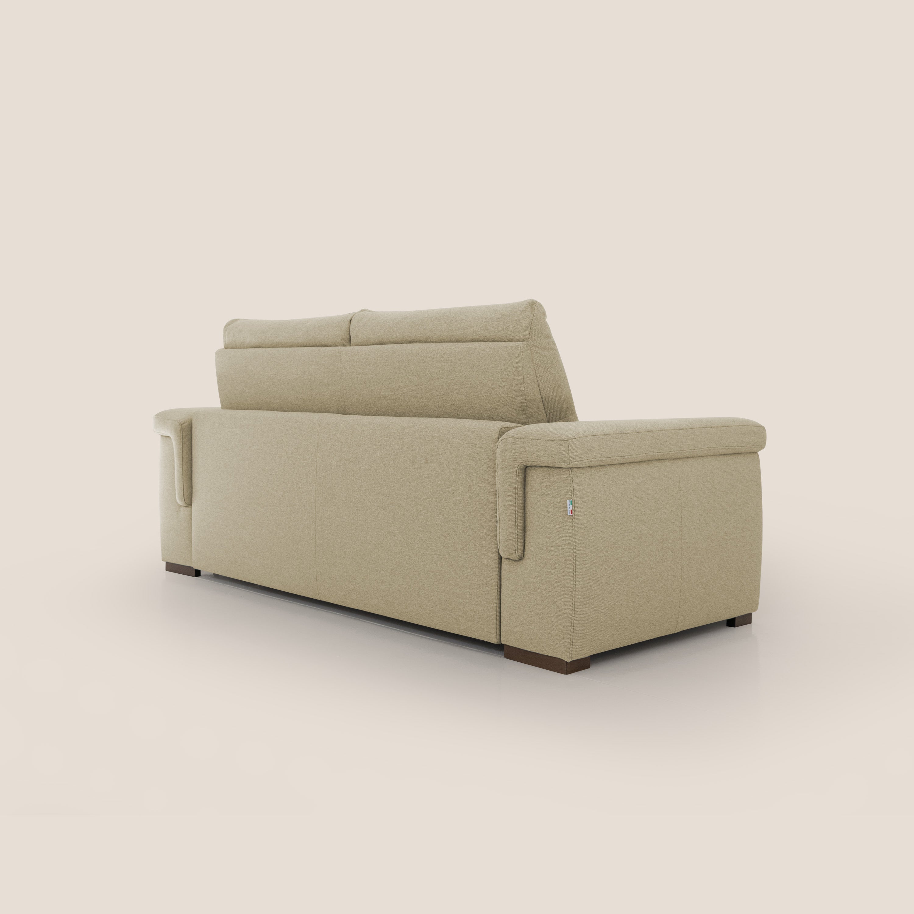 Magnolia divano letto con materasso alto 18 cm morbido schienale alto in tessuto smacchiabile T05 cammello - divani.store