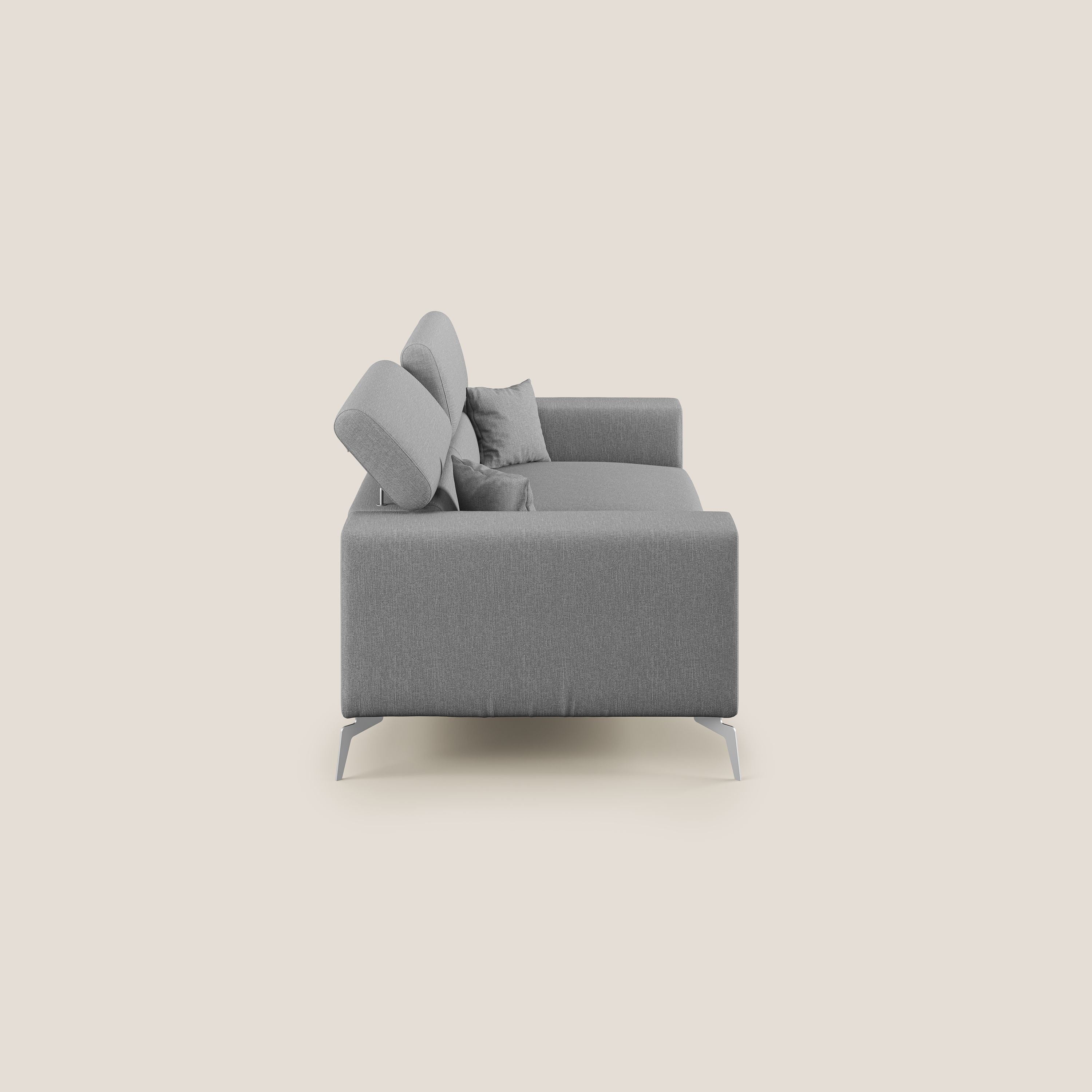 Blade Divano con poggiatesta reclinabili in tessuto impermeabile misto cotone T13 grigio - divani.store