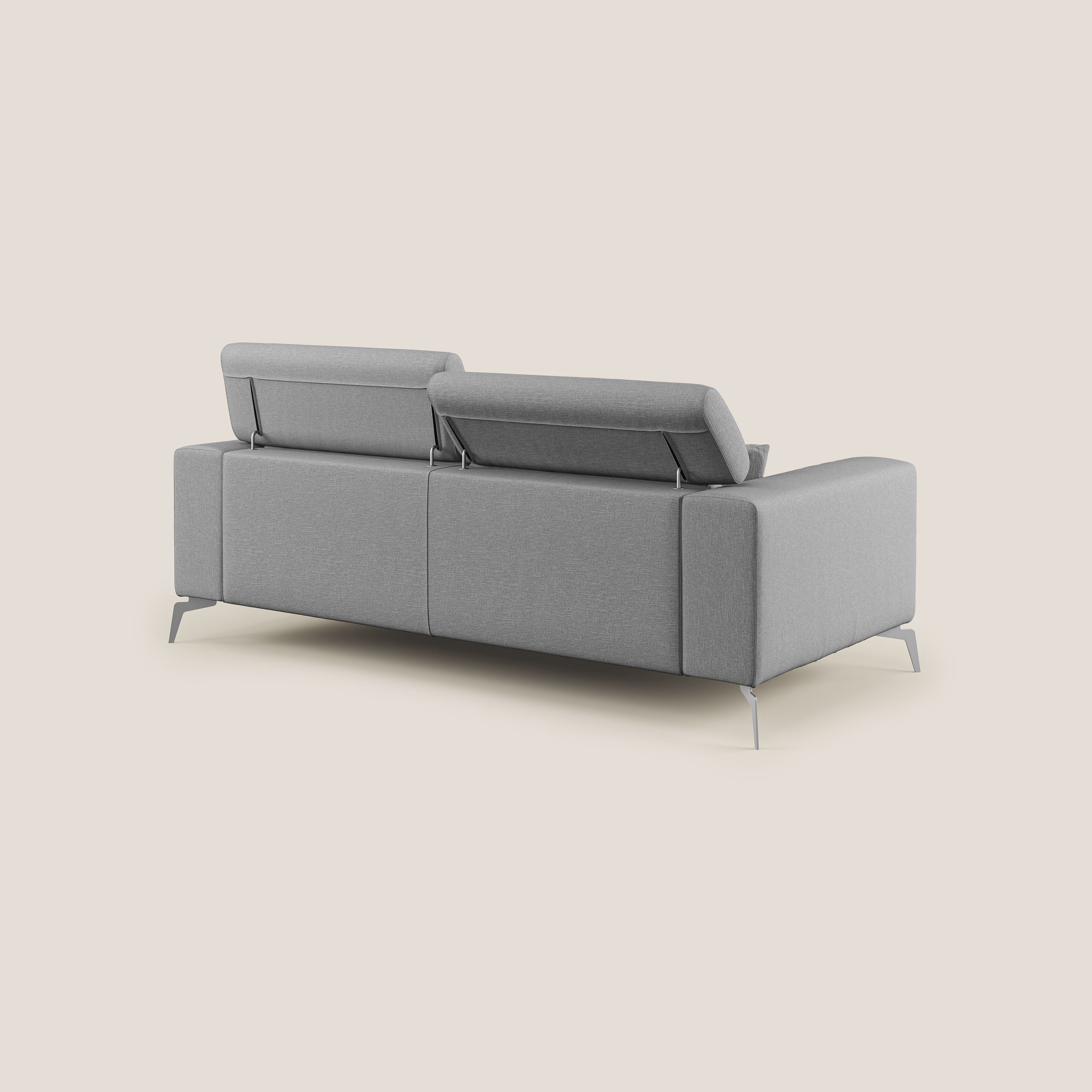 Blade Divano con poggiatesta reclinabili in tessuto impermeabile misto cotone T13 grigio - divani.store