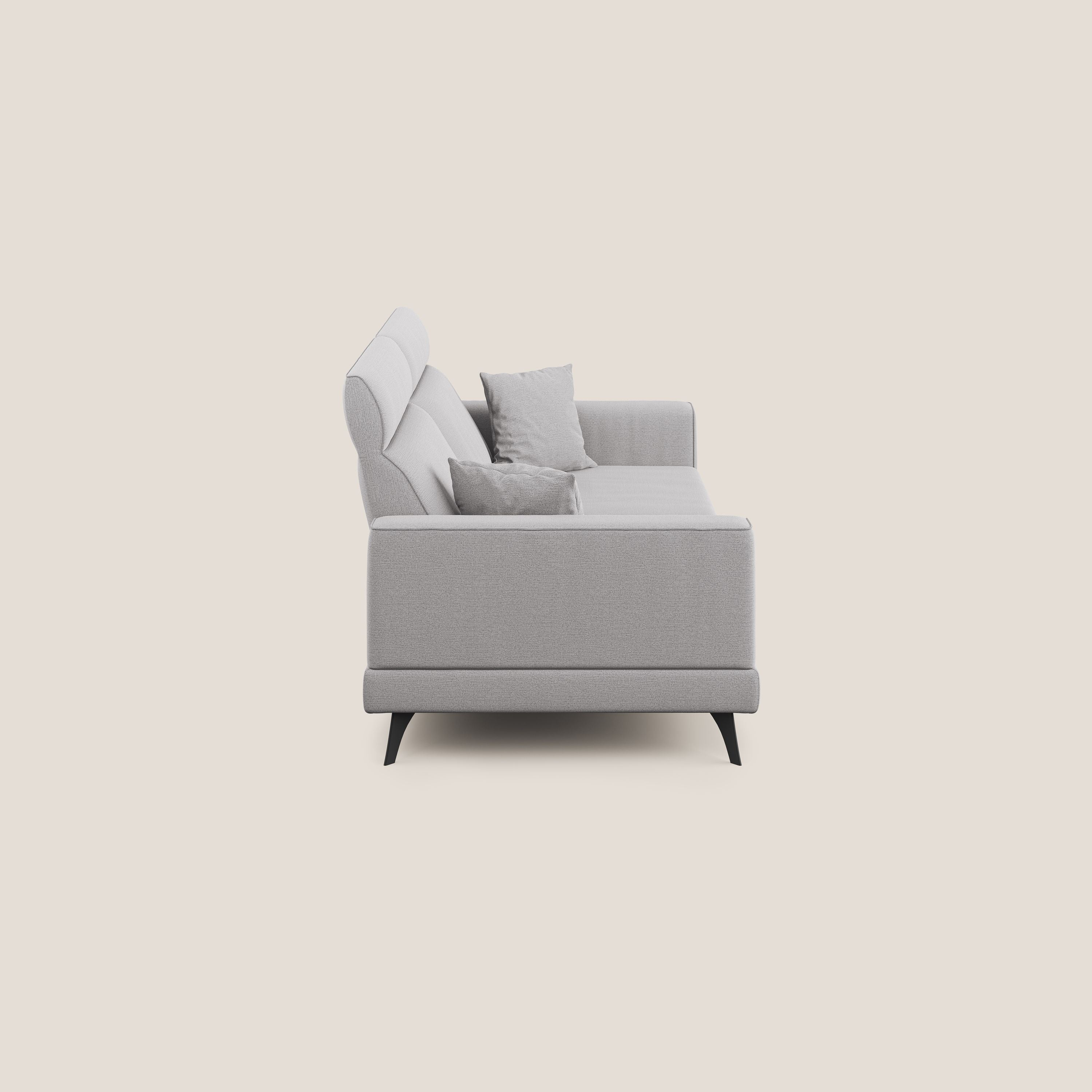 Slide Divano con schienali traslanti e poggiatesta in tessuto simil cotone impermeabile T19 grigio - divani.store
