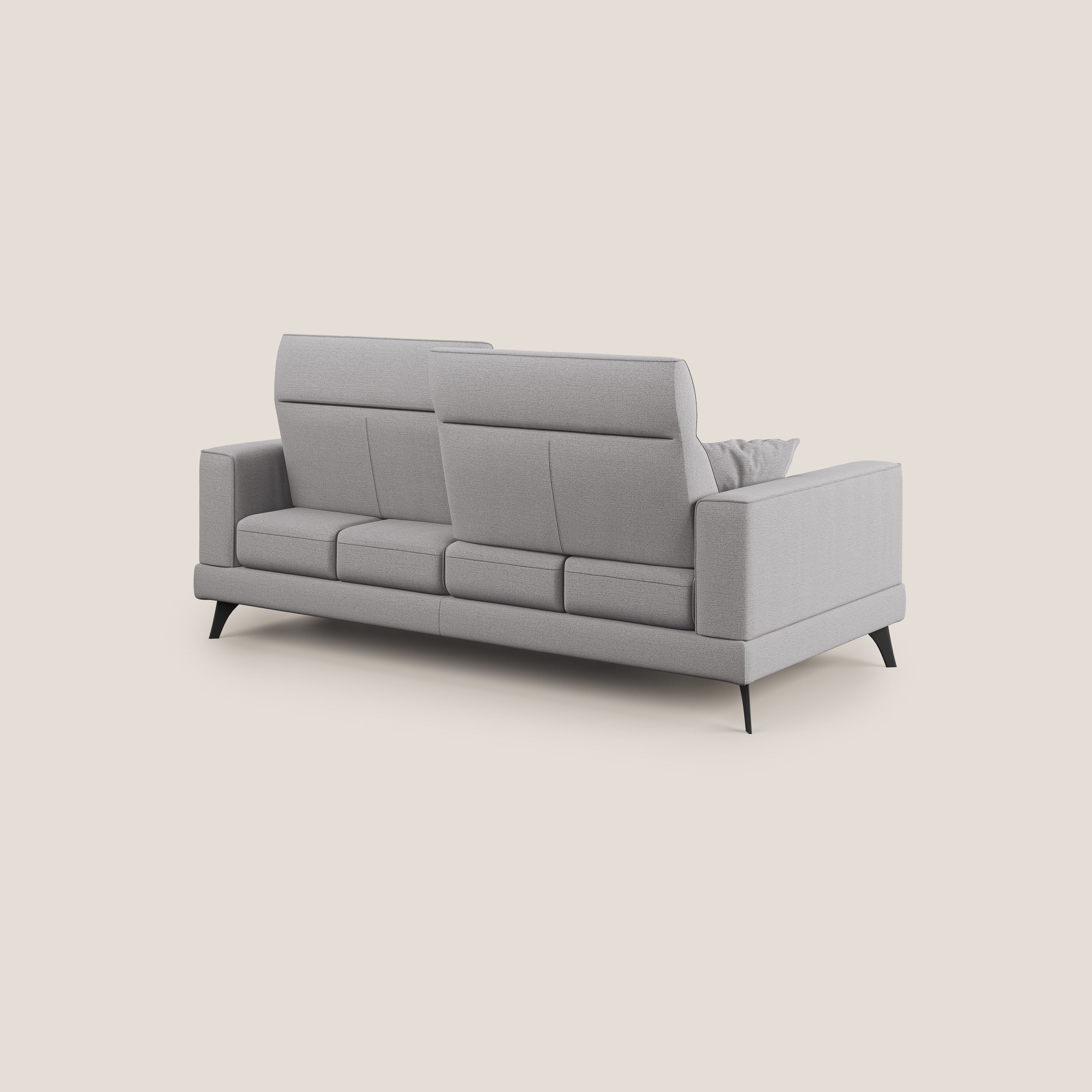 Slide Divano con schienali traslanti e poggiatesta in tessuto simil cotone impermeabile T19 grigio - divani.store