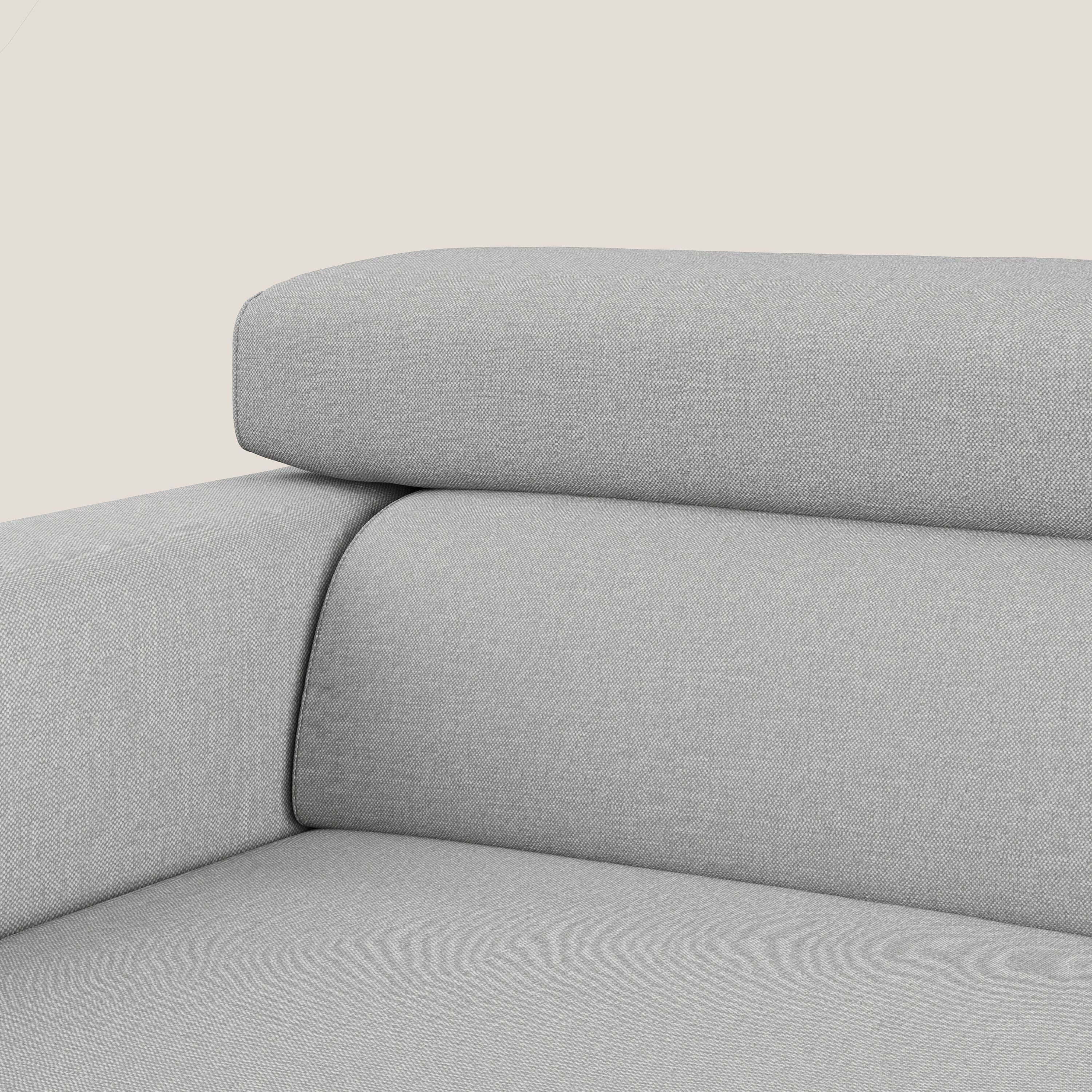 Dylan divano allungabile con pouf estraibile poggiapiedi in tessuto simil cotone impermeabile T13 grigio - divani.store
