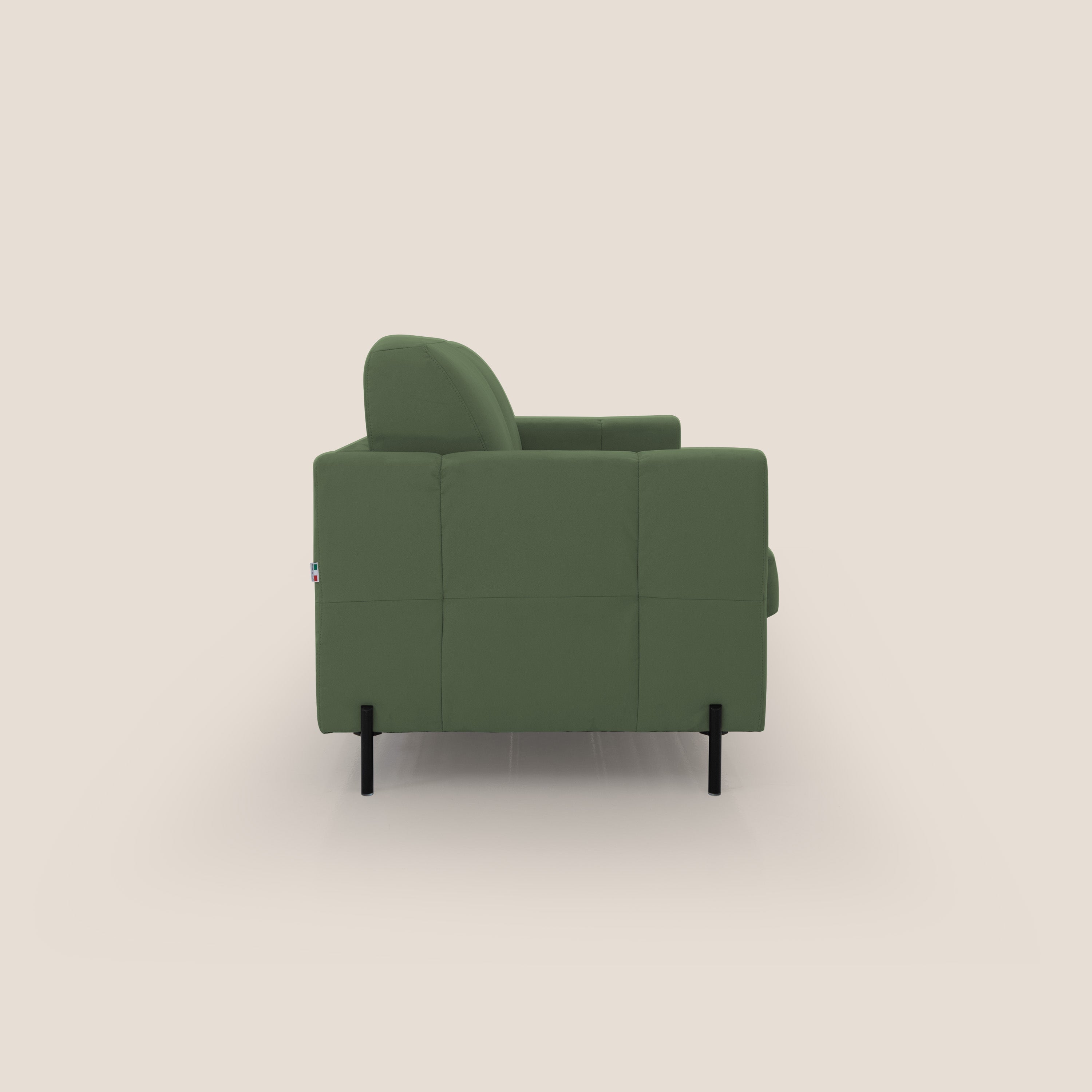Ortensia divano letto materasso H18 cm con piedi alti in elegante microfibra smacchiabile T11 verde - divani.store