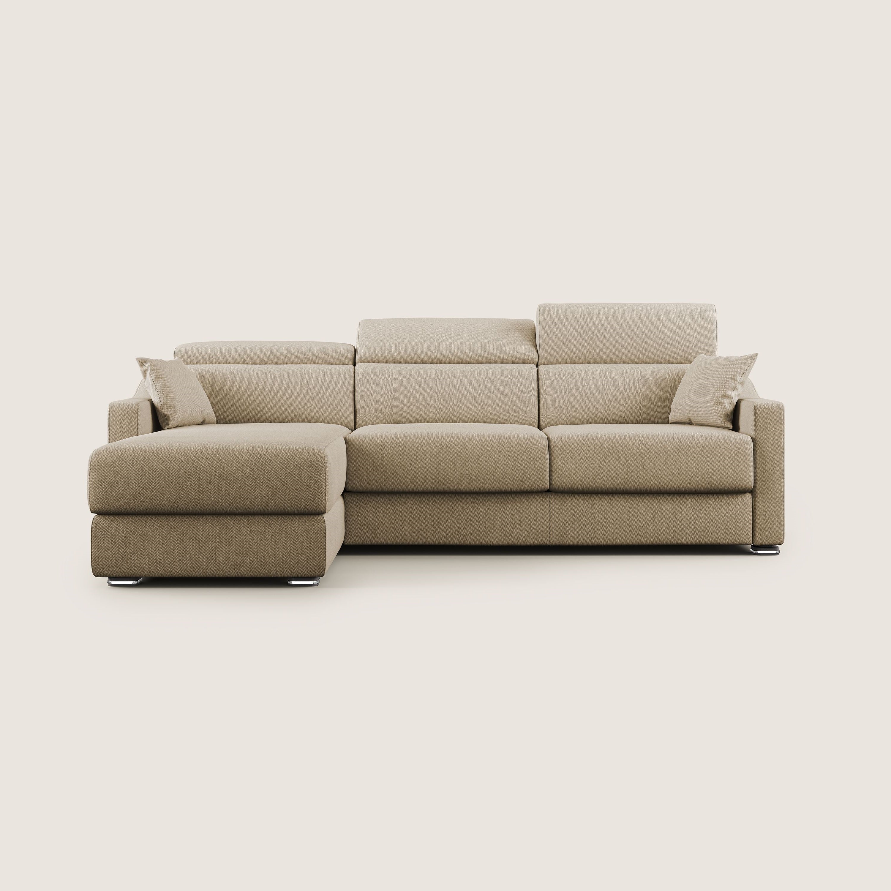 Amber divano letto angolare in tessuto smacchiabile T05 beige - divani.store