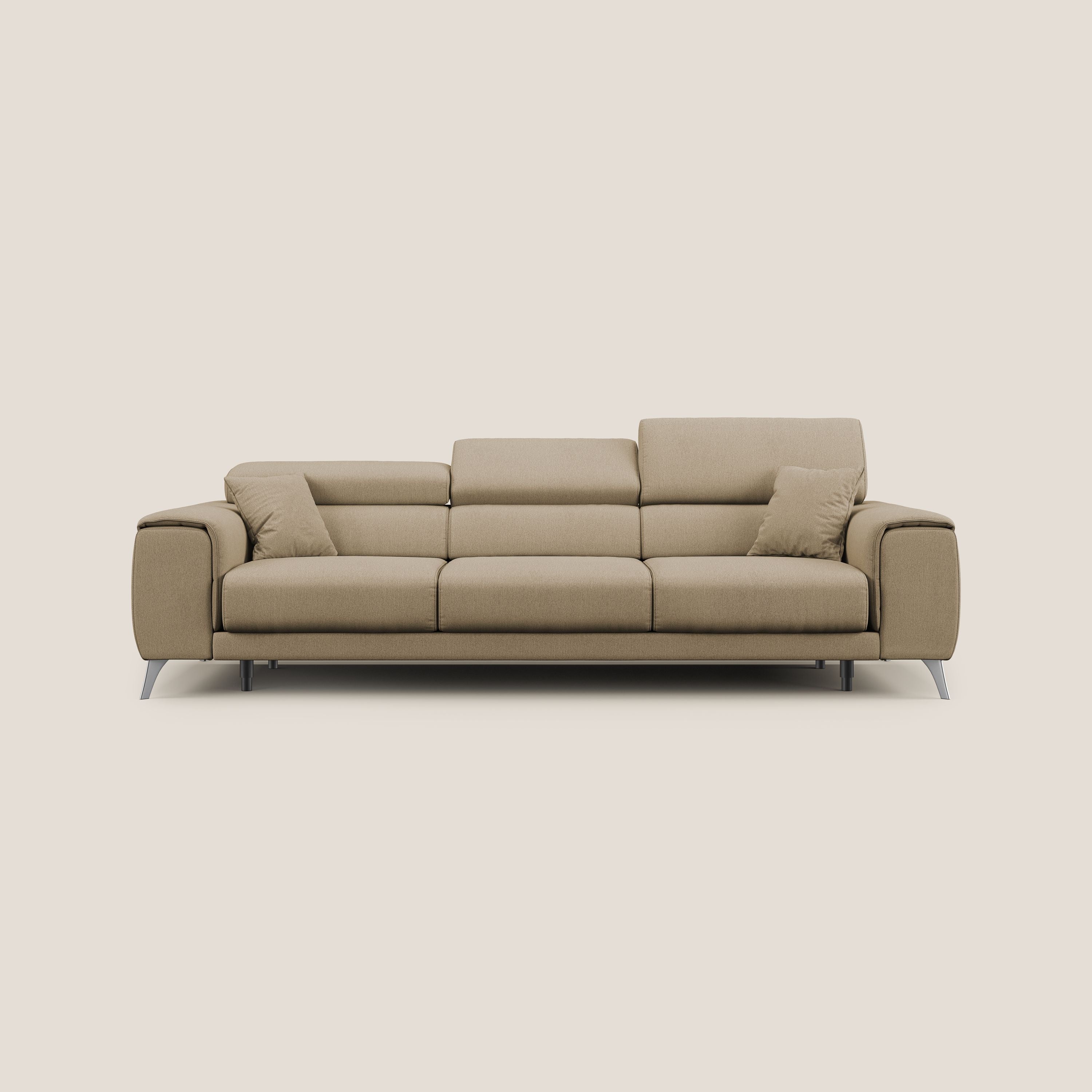 Fusion divano con 3 sedute allungabili in tessuto smacchiabile T05 beige - divani.store