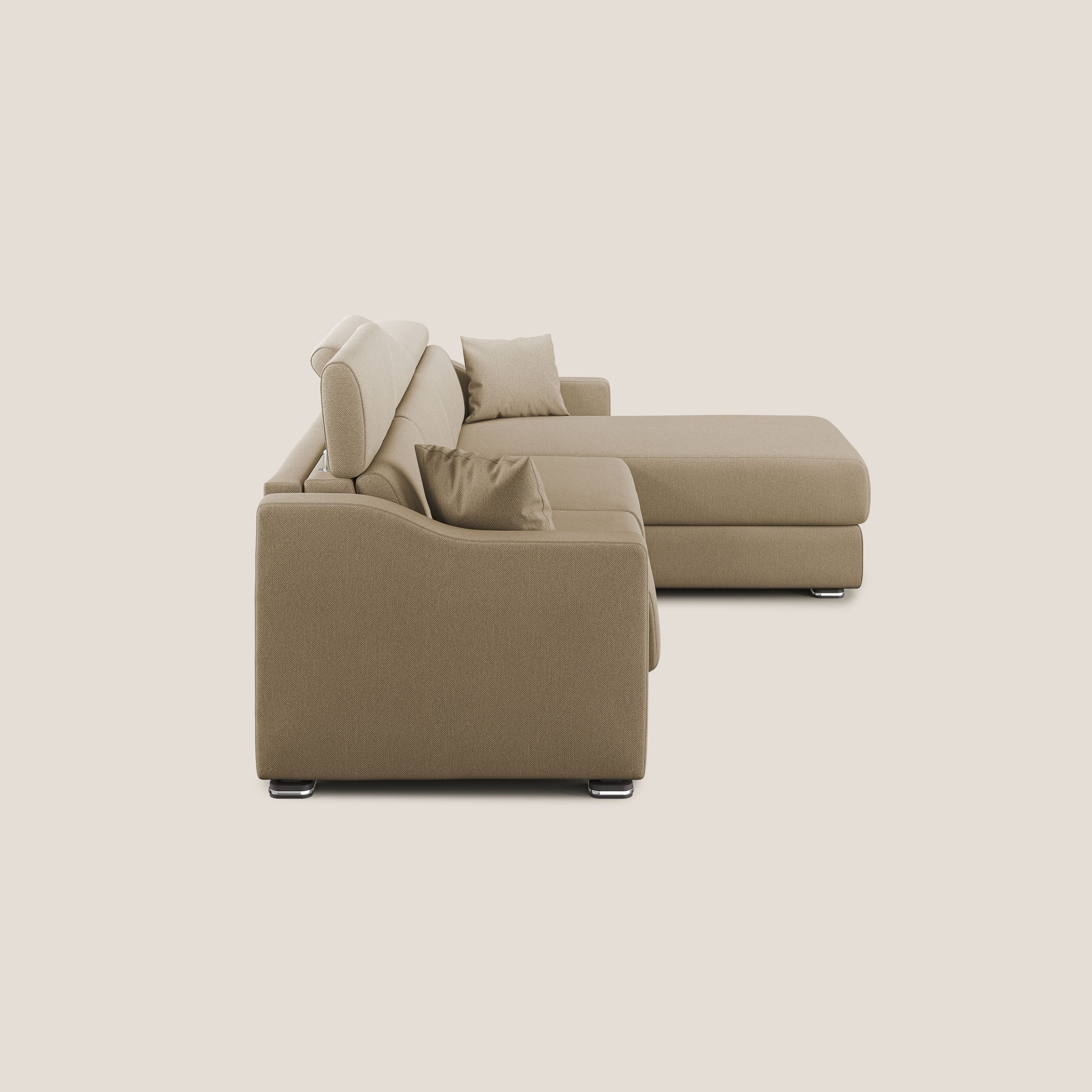 Amber divano letto angolare in tessuto smacchiabile T05 beige - divani.store