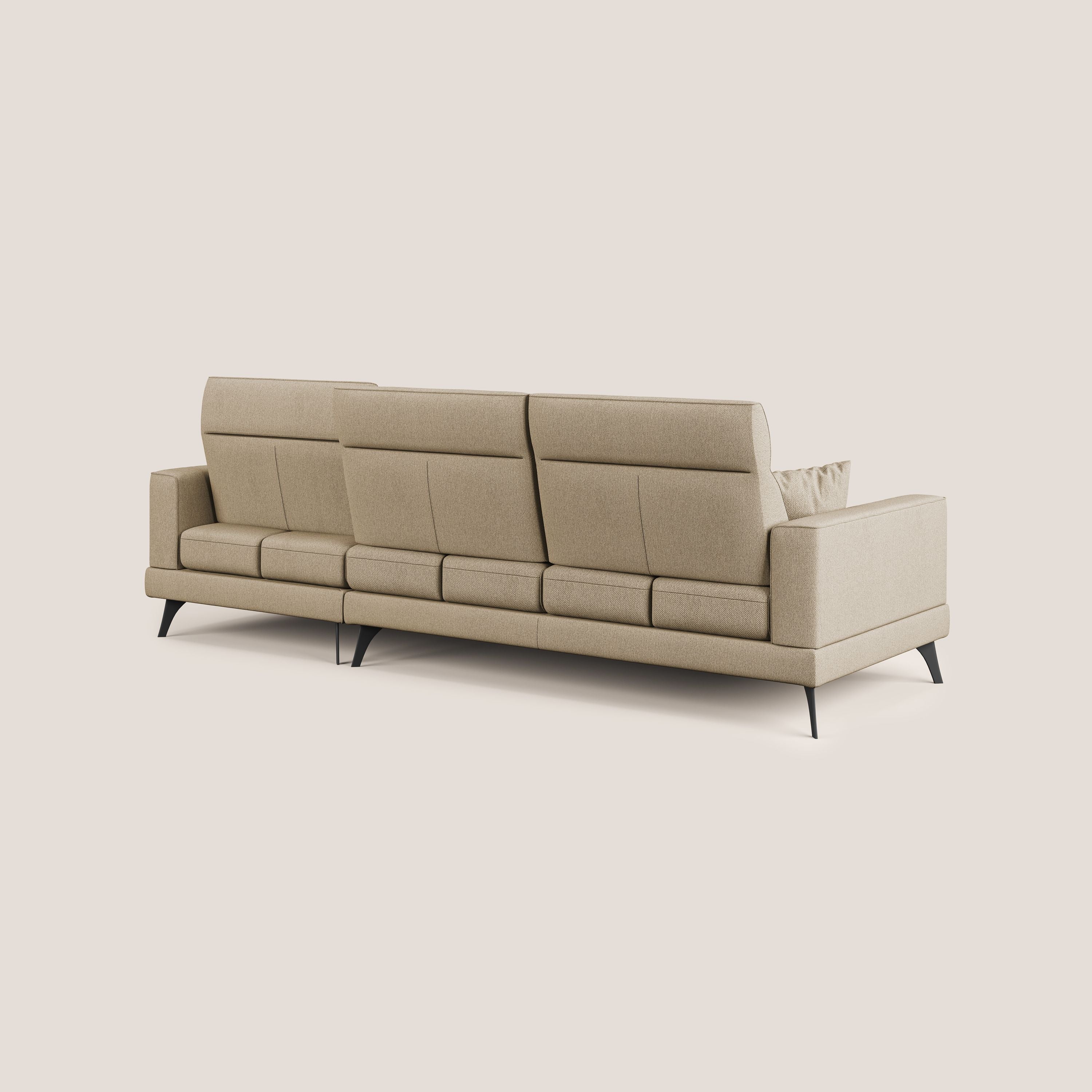 Slide Divano angolare con schienali traslanti e poggiatesta regolabili in tessuto smacchiabile T05 beige - divani.store