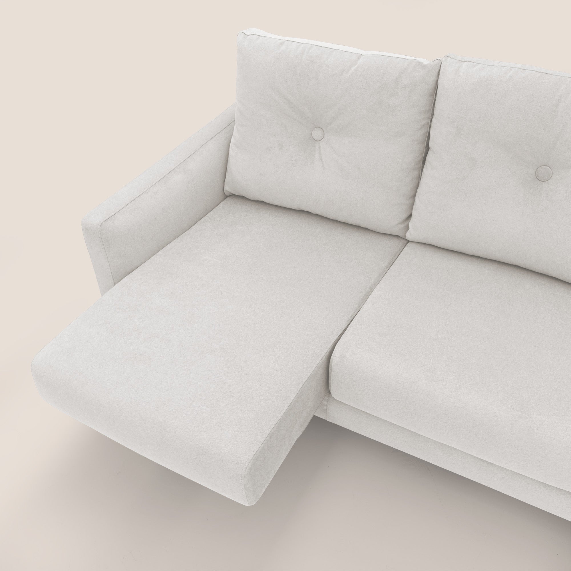 Matisse divano a 3 sedute allungabili e schienali in piuma d'oca in tessuto smacchiabile T17 bianco - divani.store