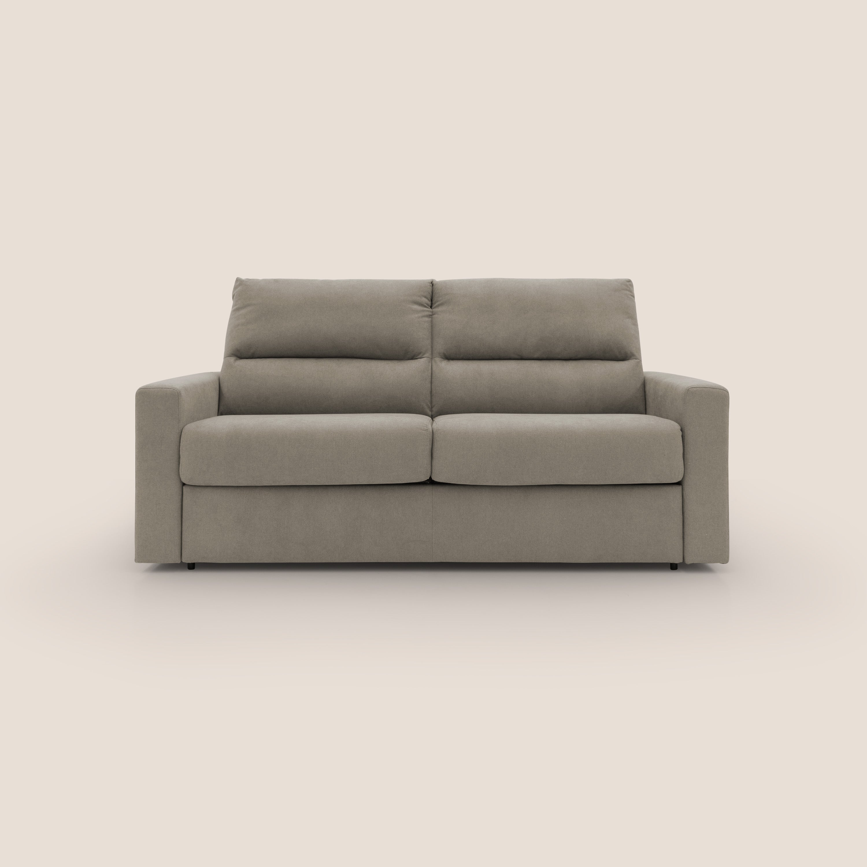 Paloma divano letto con materasso alto 18 cm con Aloe Vera in tessuto impermeabile talpa - divani.store