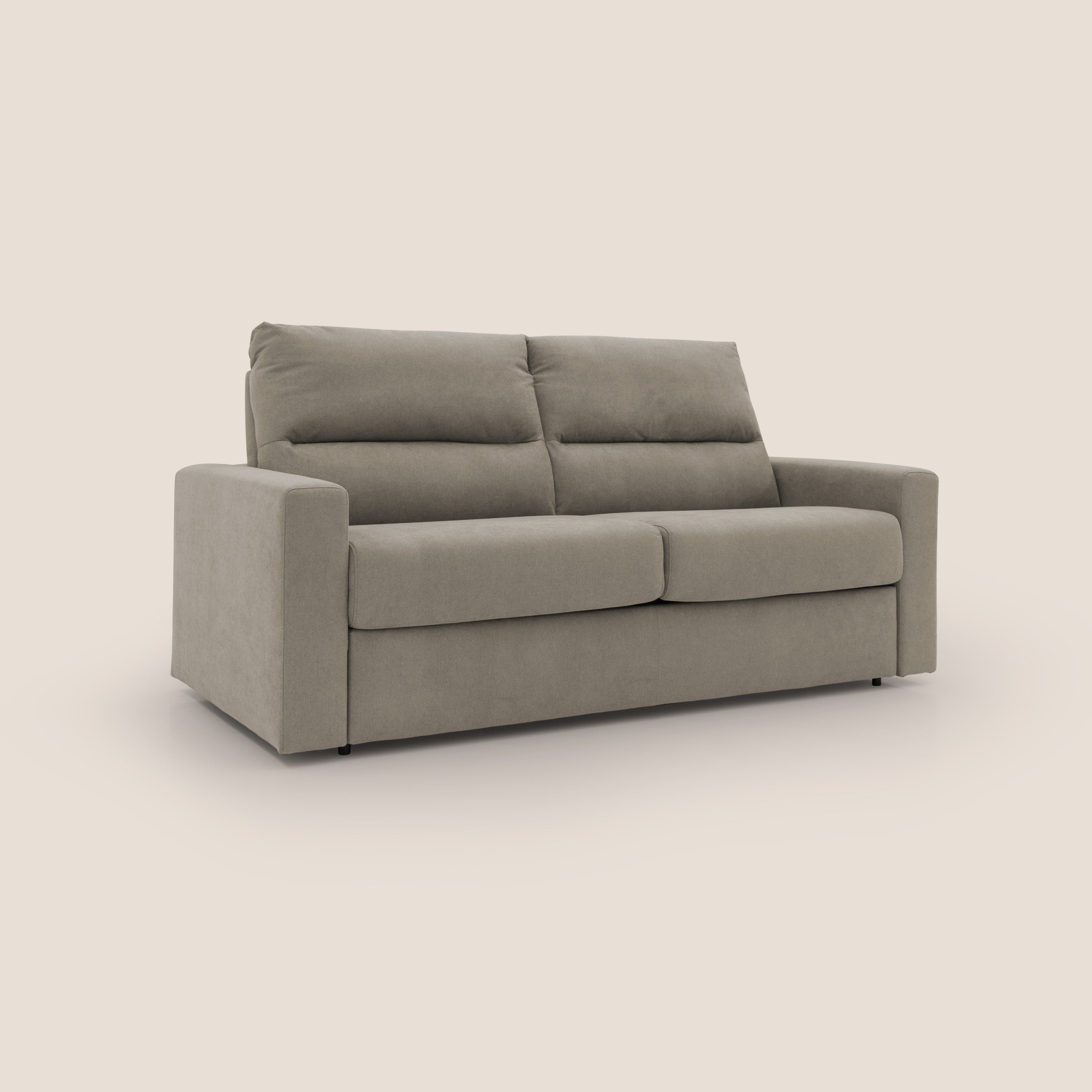 Paloma divano letto con materasso alto 18 cm con Aloe Vera in tessuto impermeabile talpa - divani.store