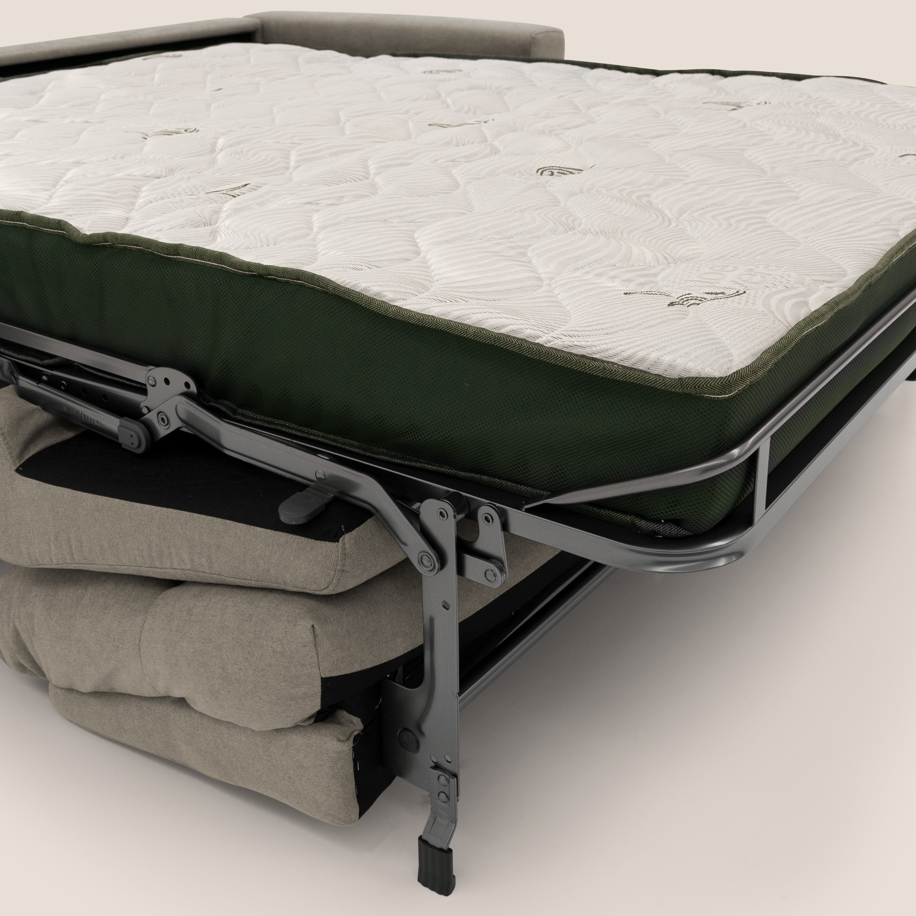 Paloma divano letto con materasso alto 18 cm con Aloe Vera in tessuto impermeabile talpa - divani.store