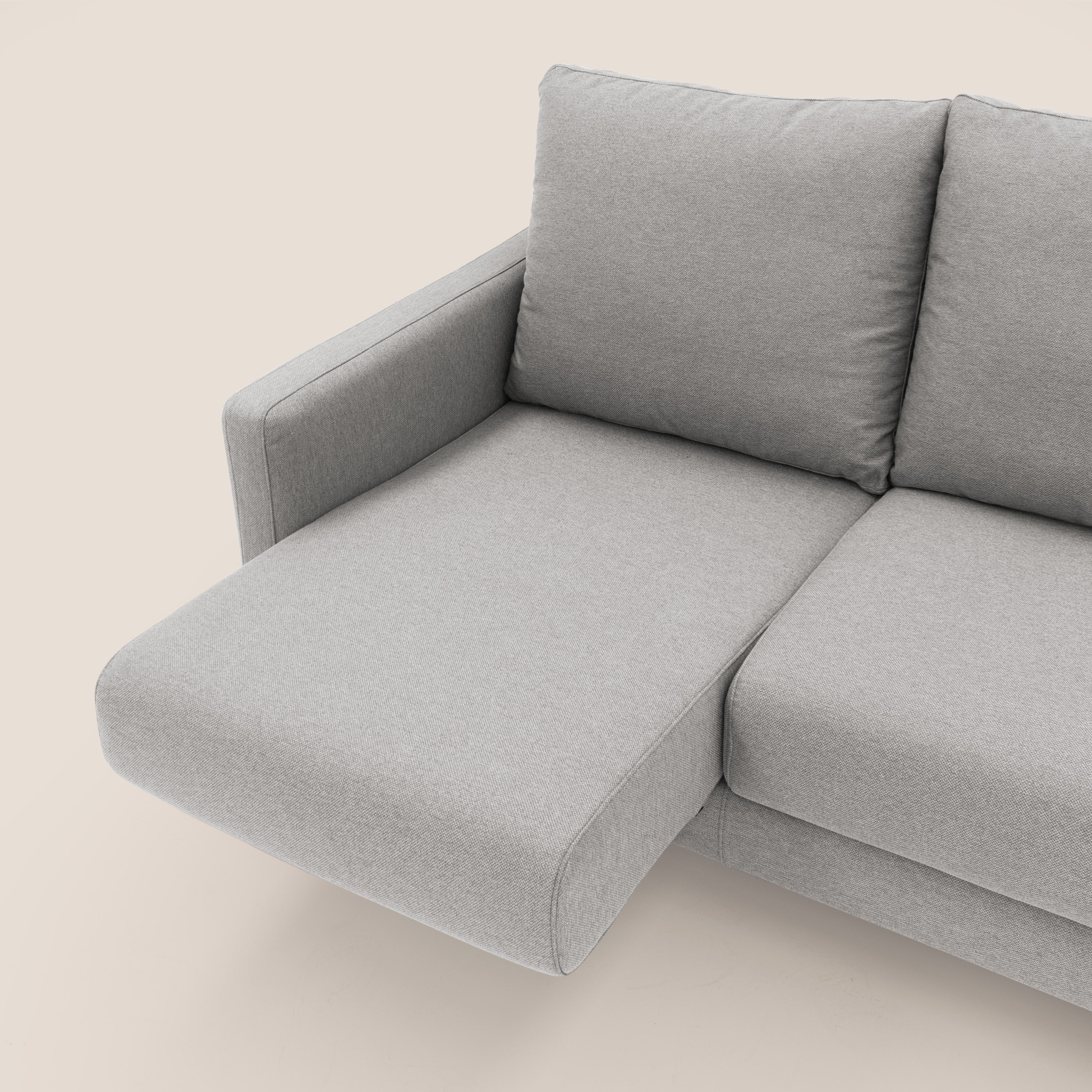 Klimt Divano angolare con sedute scorrevoli in tessuto morbido smacchiabile T05 grigio - divani.store
