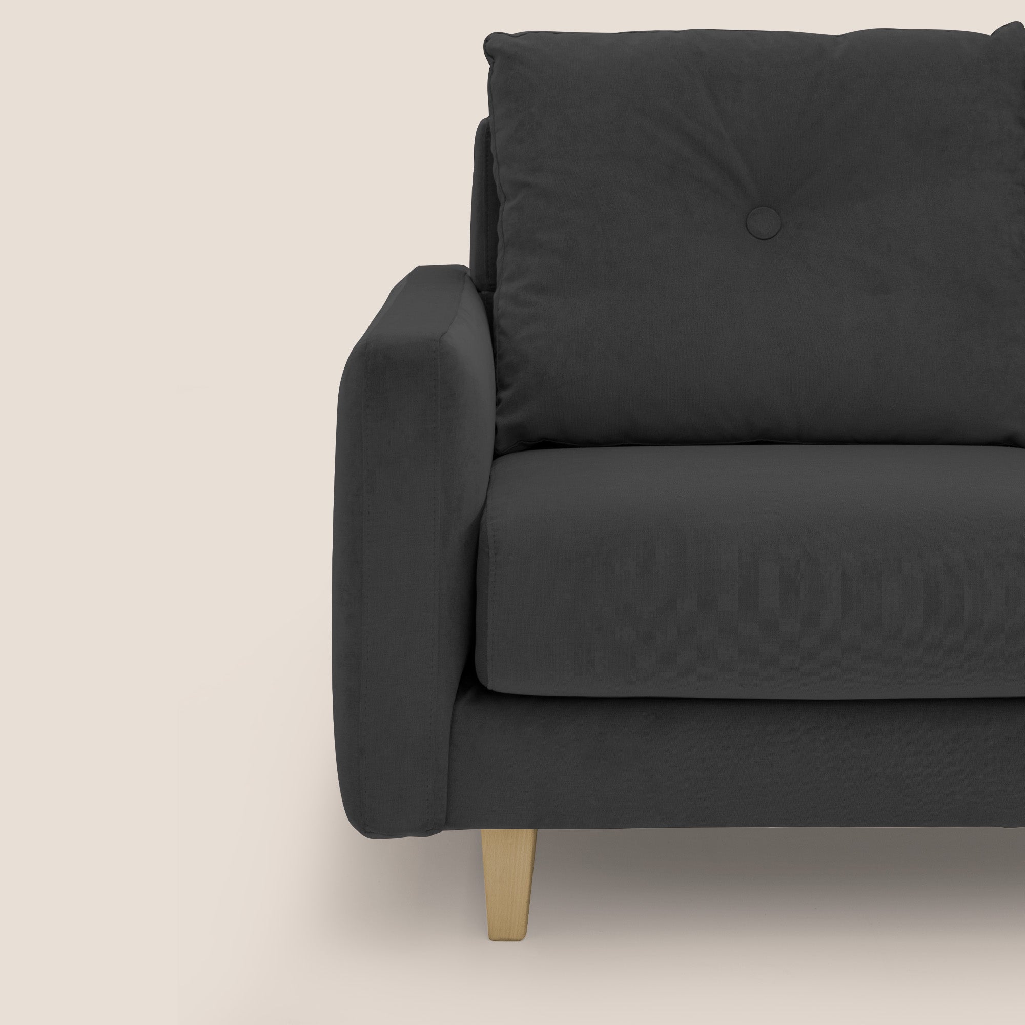 Matisse divano a 3 sedute allungabili e schienali in piuma d'oca in tessuto smacchiabile T17 nero - divani.store