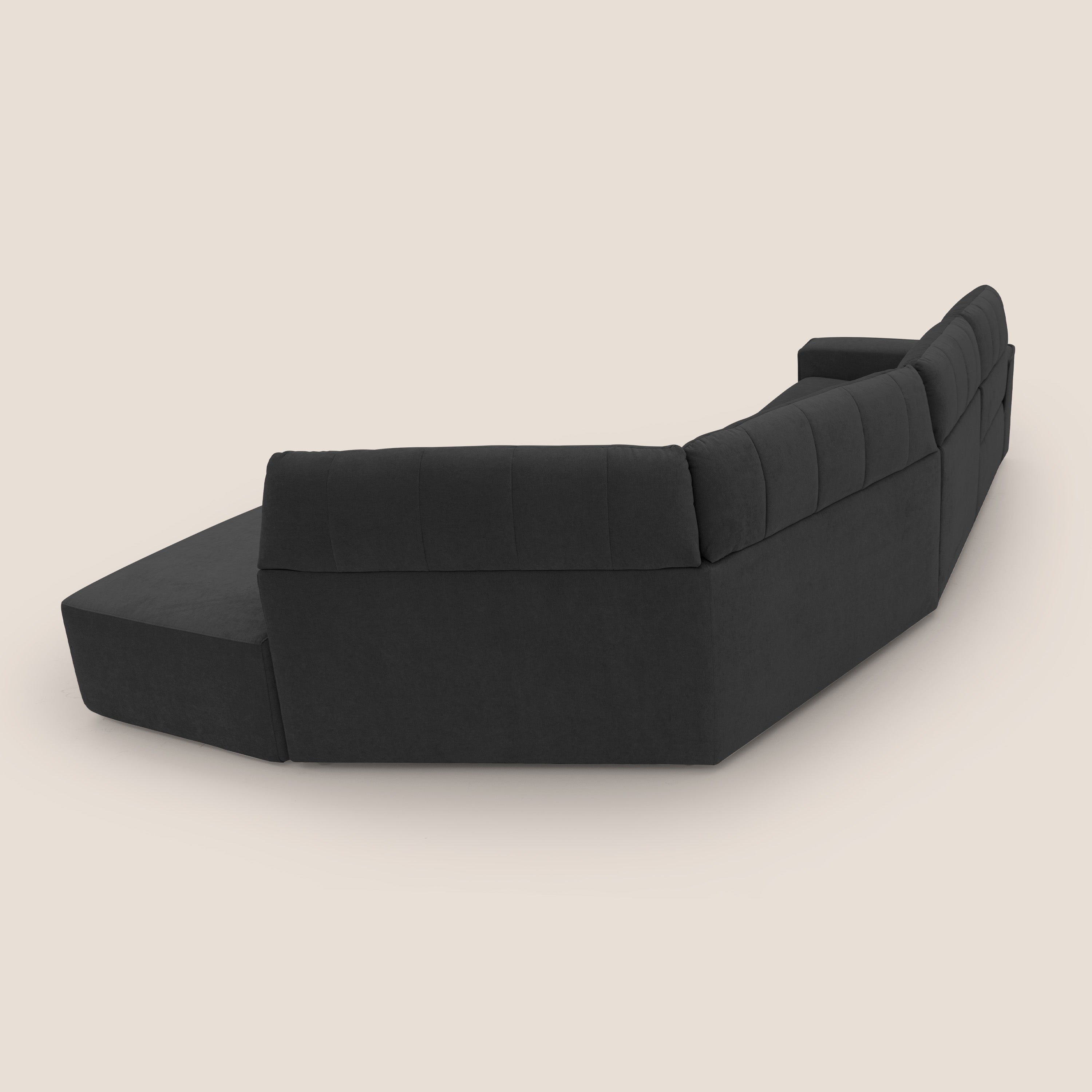 Clark Divano angolare con opzione relax elettrico in tessuto smacchiabile impermeabile T17 nero - divani.store