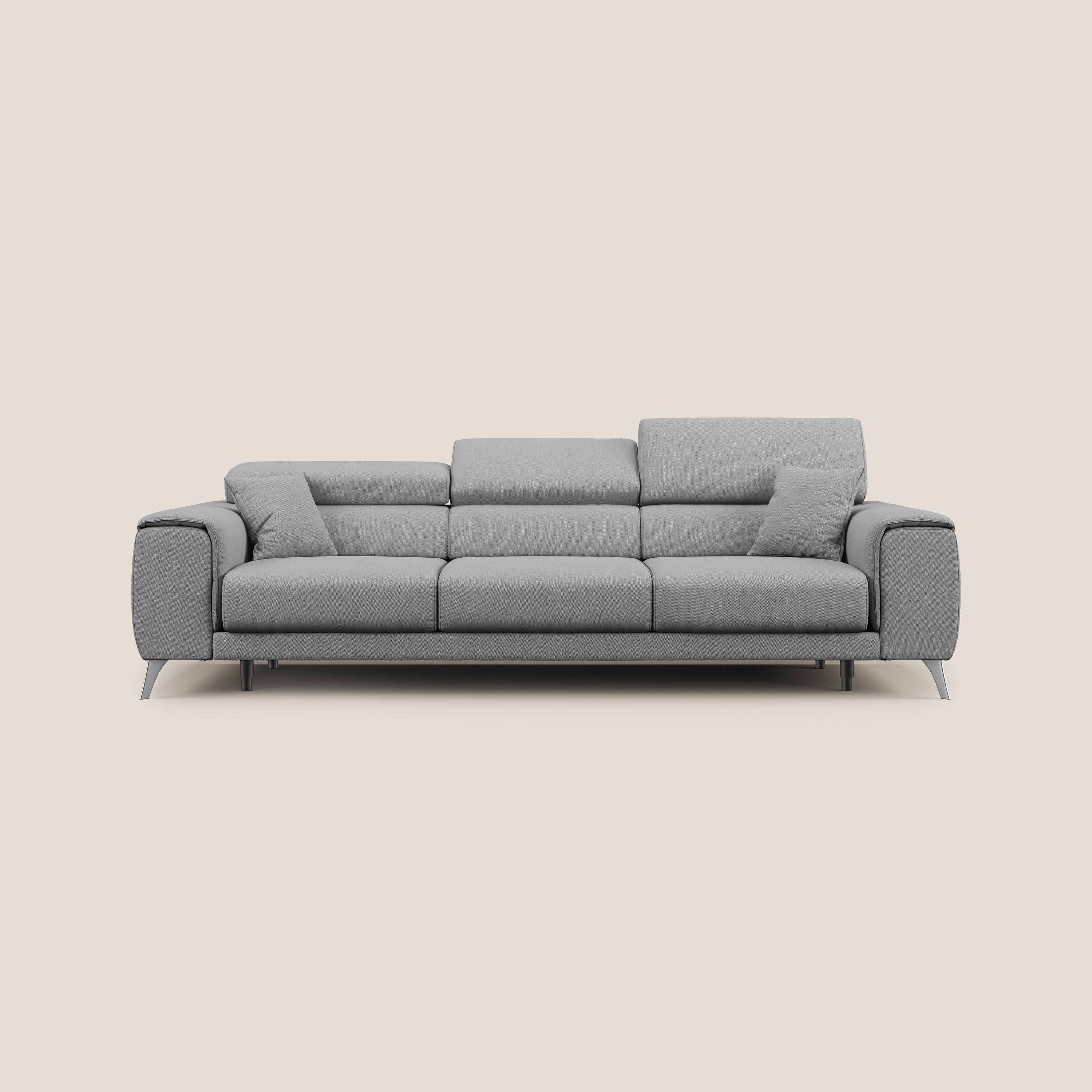 Fusion divano con 3 sedute allungabili in tessuto smacchiabile T05 grigio - divani.store