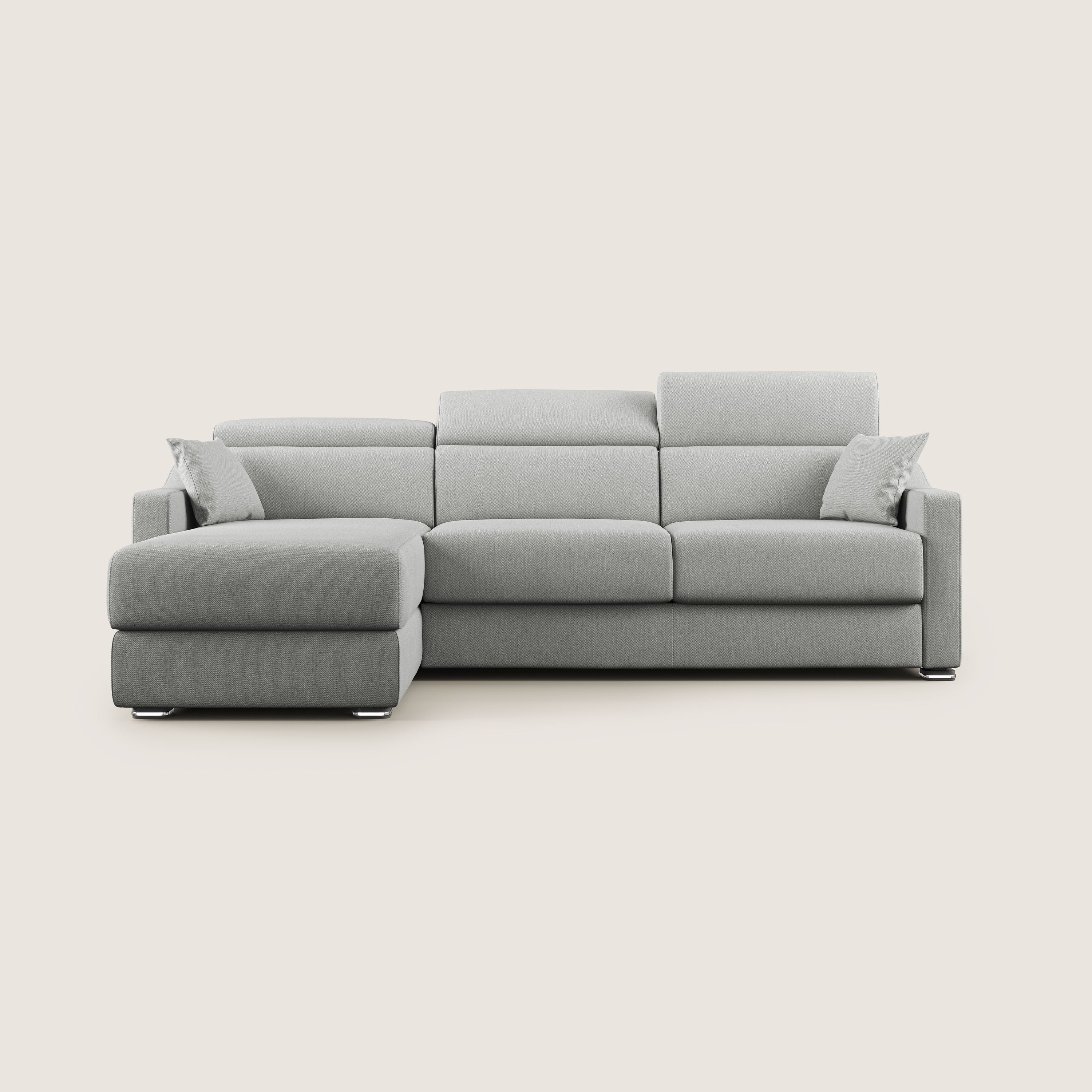 Amber divano letto angolare in tessuto smacchiabile T05 grigio - divani.store