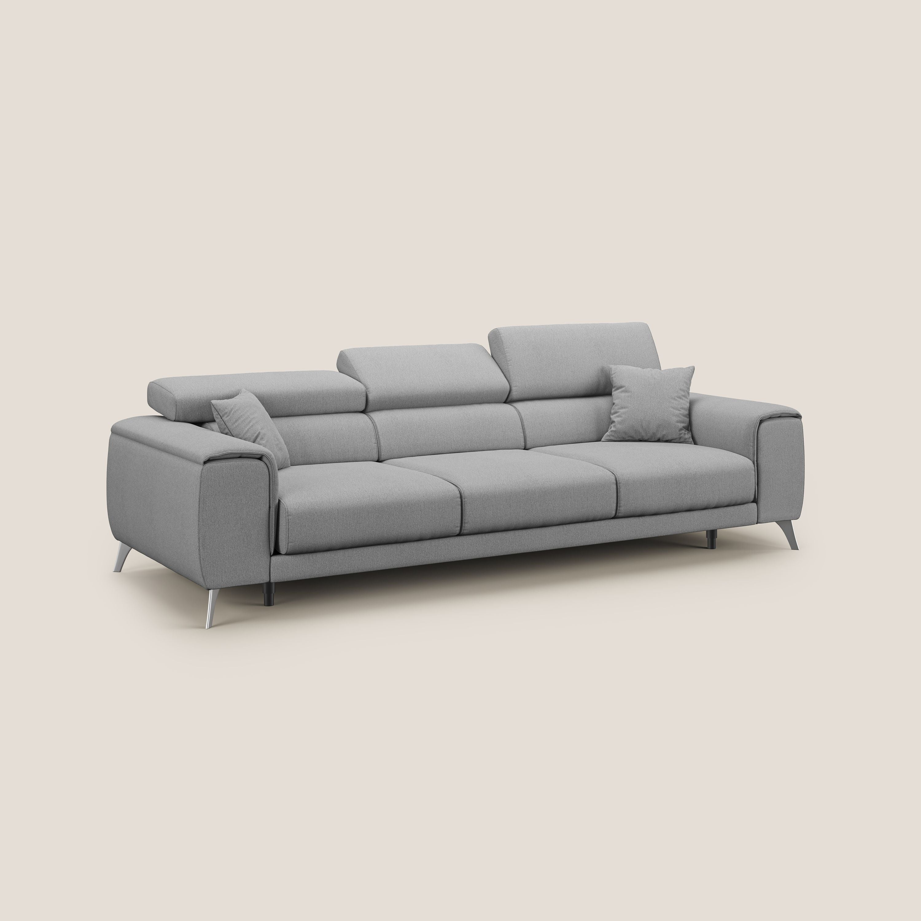 Fusion divano con 3 sedute allungabili in tessuto smacchiabile T05 grigio - divani.store