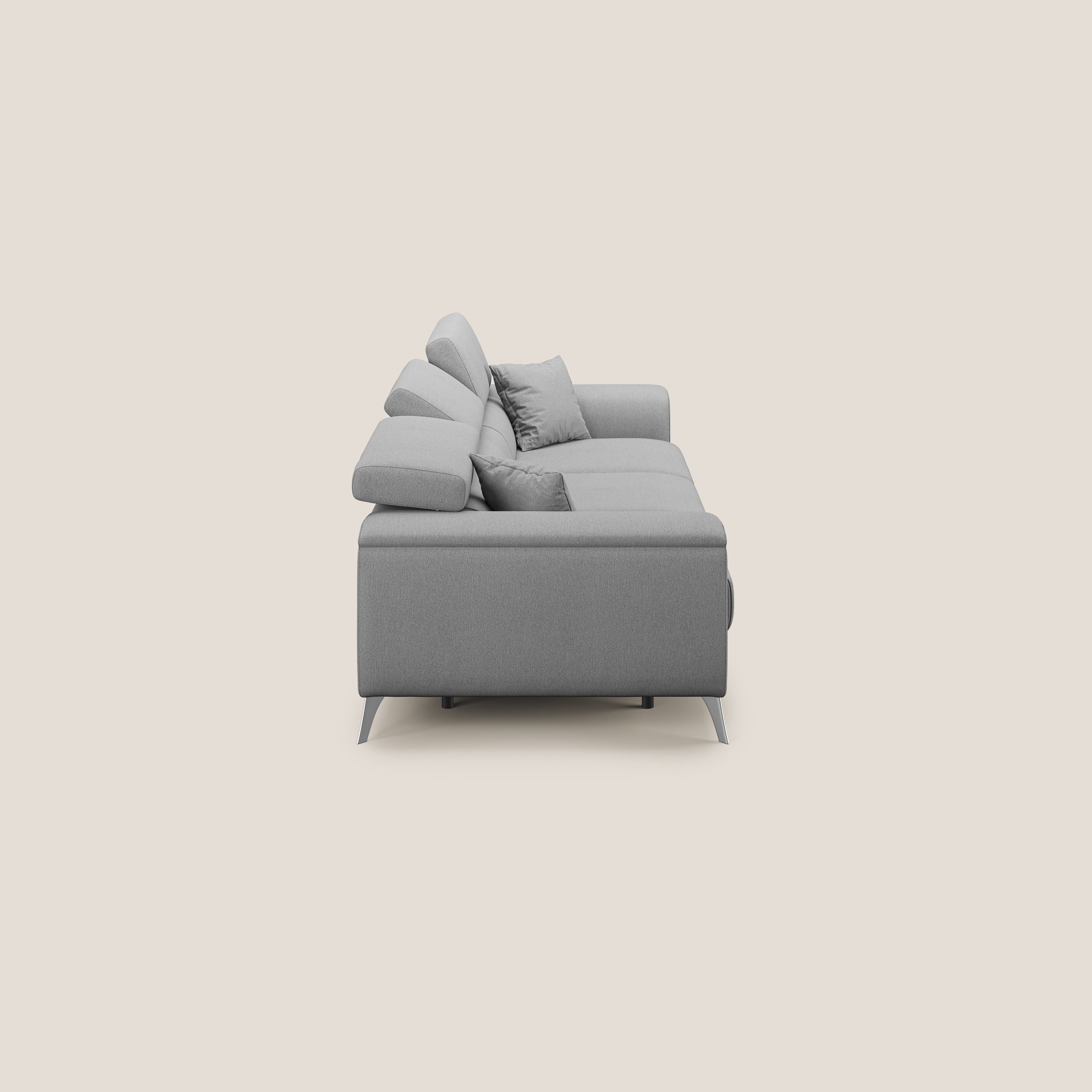 Fusion divano con 3 sedute allungabili in tessuto smacchiabile T05 grigio - divani.store