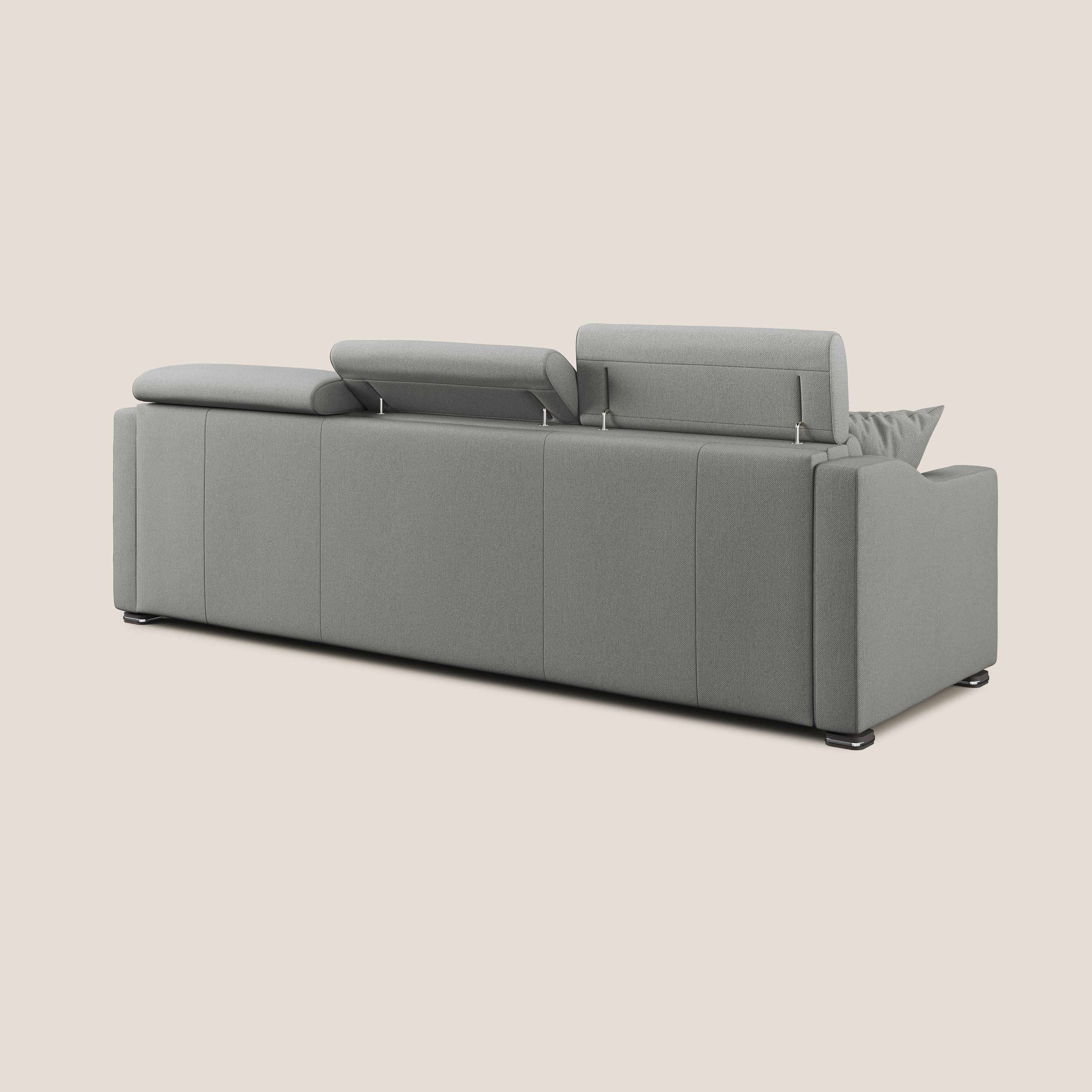 Amber divano letto angolare in tessuto smacchiabile T05 grigio - divani.store