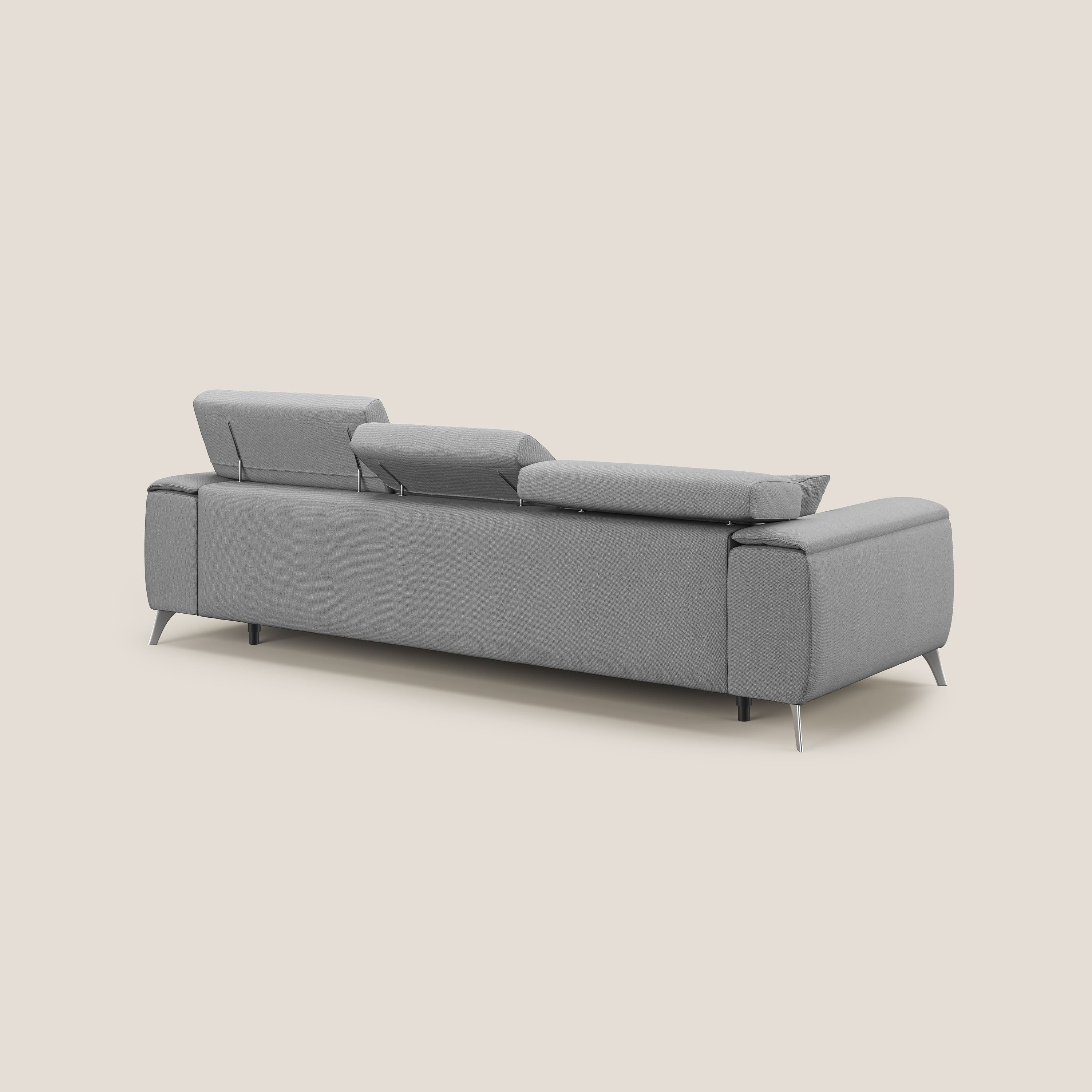 Fusion divano con 3 sedute allungabili in tessuto smacchiabile T05 grigio - divani.store
