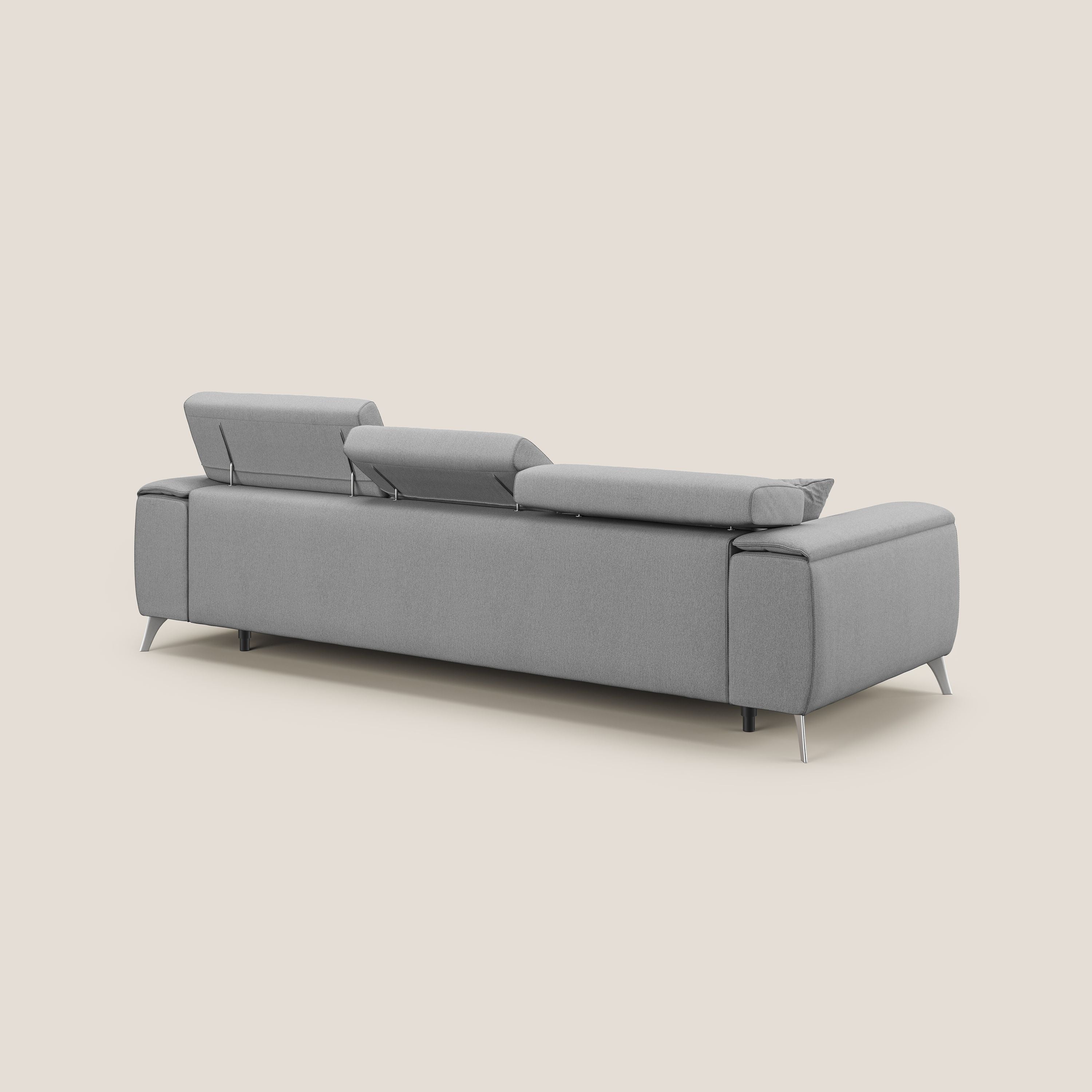 Fusion Divano angolare con sedute scorrevoli in tessuto morbido smacchiabile T05 grigio - divani.store