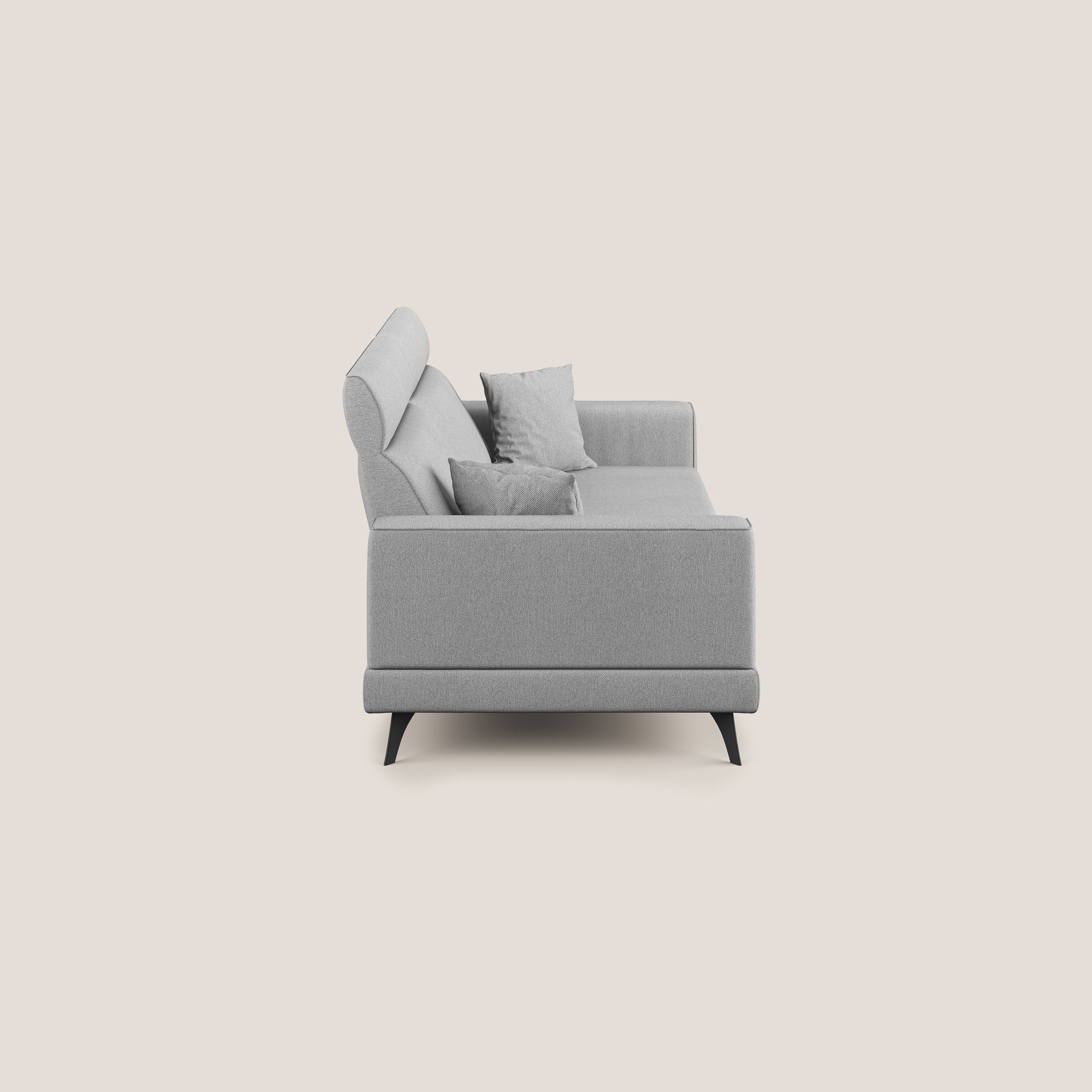 Slide Divano con schienali traslanti e poggiatesta in tessuto smacchiabile T05 grigio - divani.store