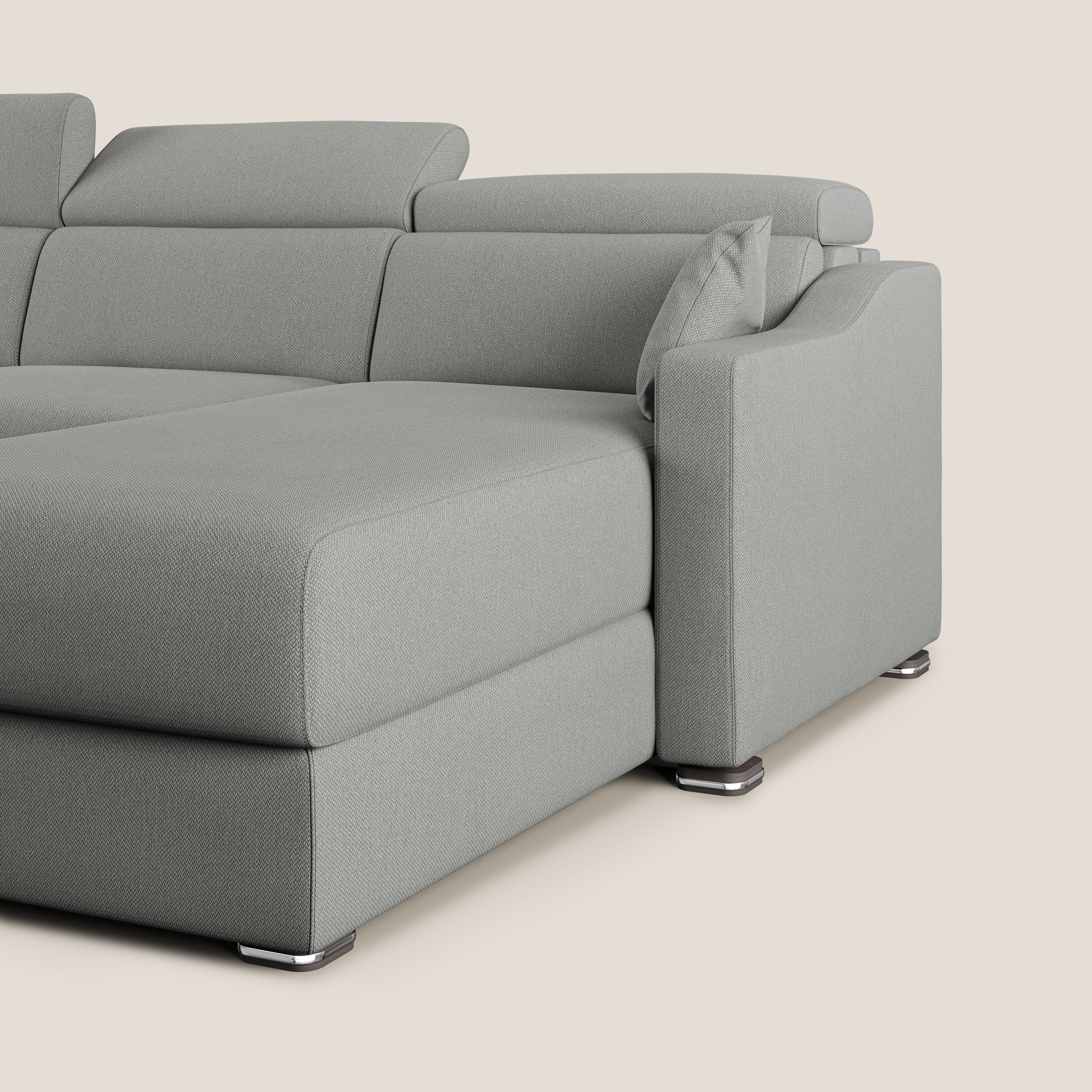 Amber divano letto angolare in tessuto smacchiabile T05 grigio - divani.store