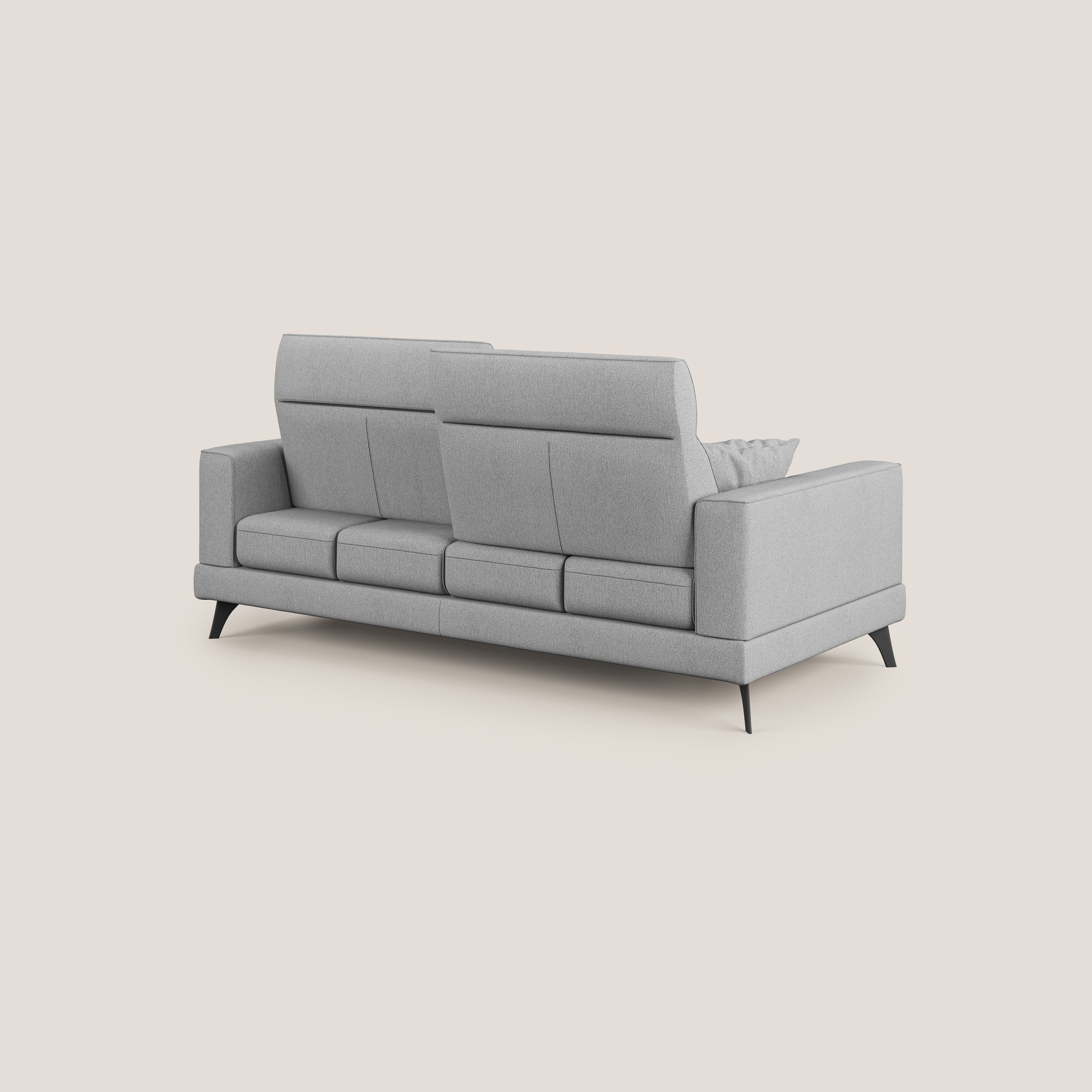 Slide Divano con schienali traslanti e poggiatesta in tessuto smacchiabile T05 grigio - divani.store